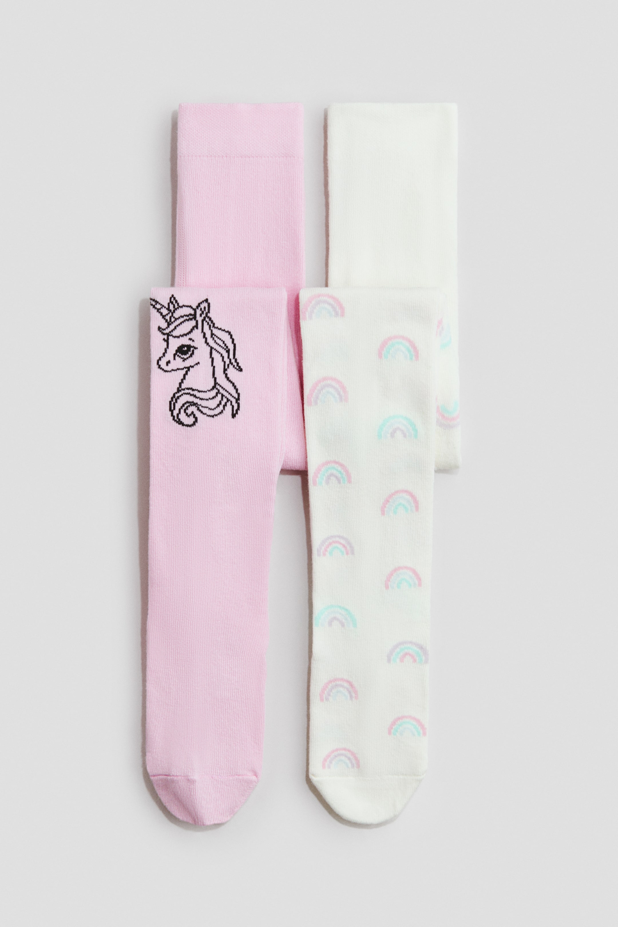 Ampliar la imagen: 2-pack Mallas en tejido fino - Rosa/Unicornio - Kids | H&M MX 1
