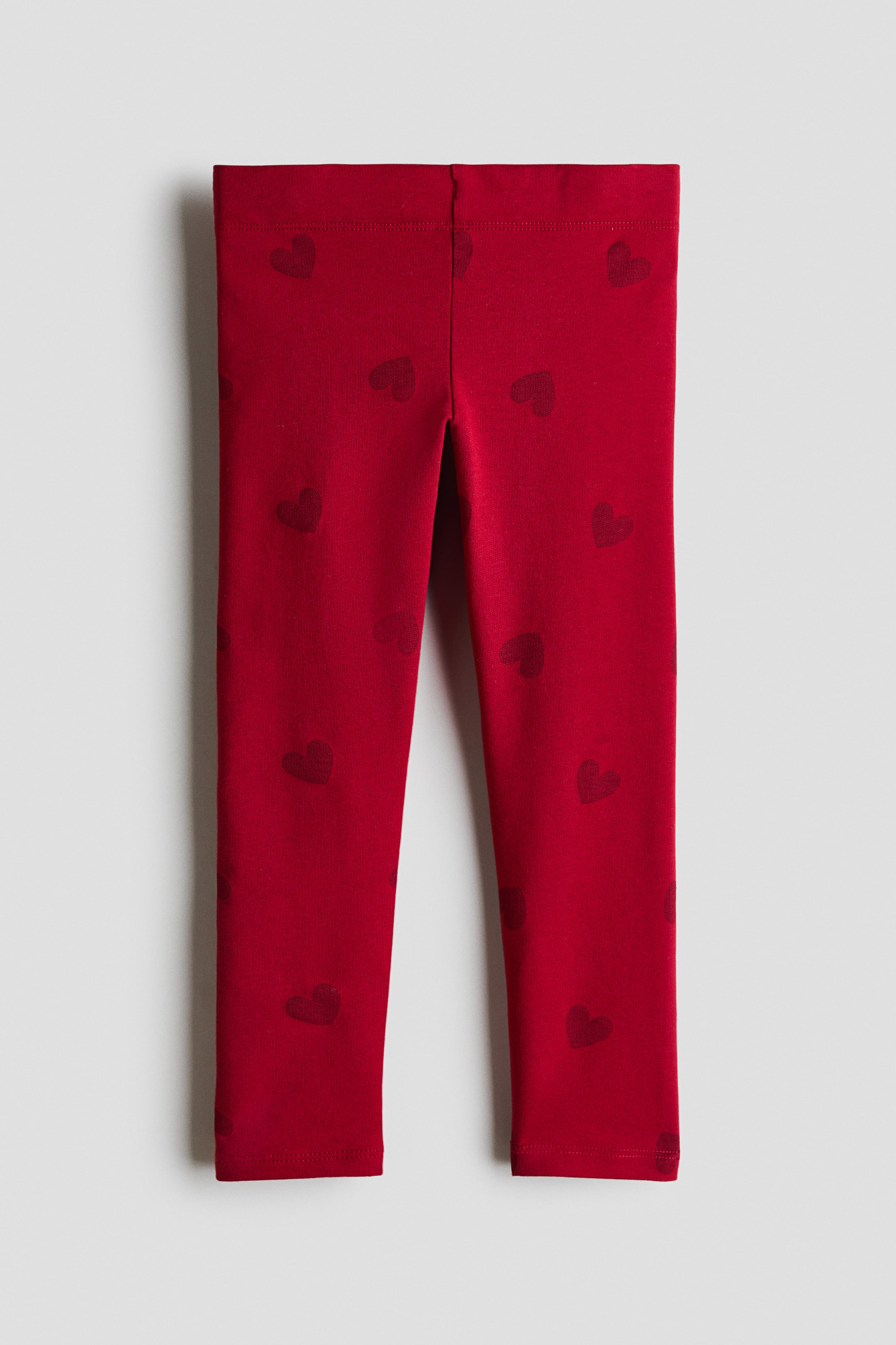 View larger image: Brushed-inside leggings - Red/Hearts - Kids | H&M 1