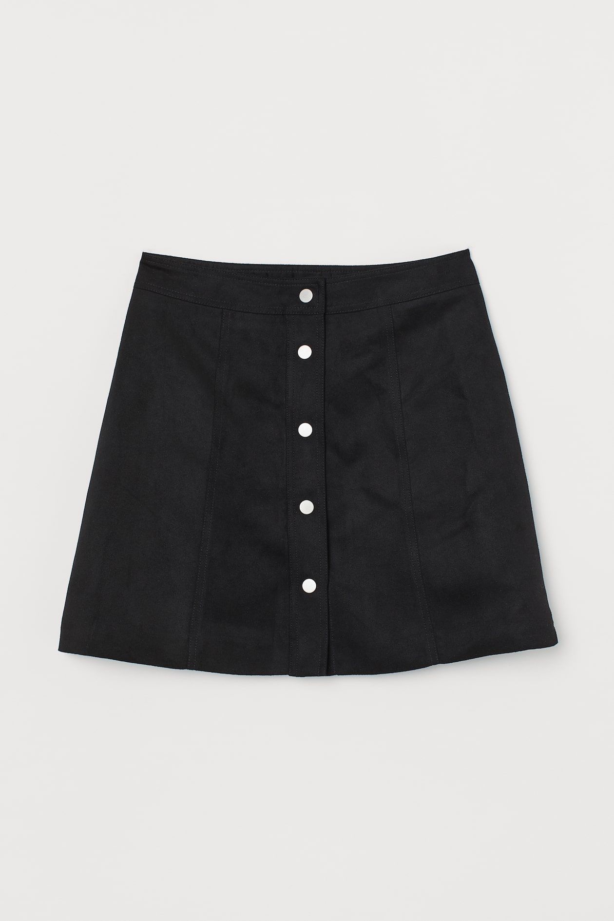 A-line Skirt - High waist - Short - Black/faux suede - Ladies | H&M US