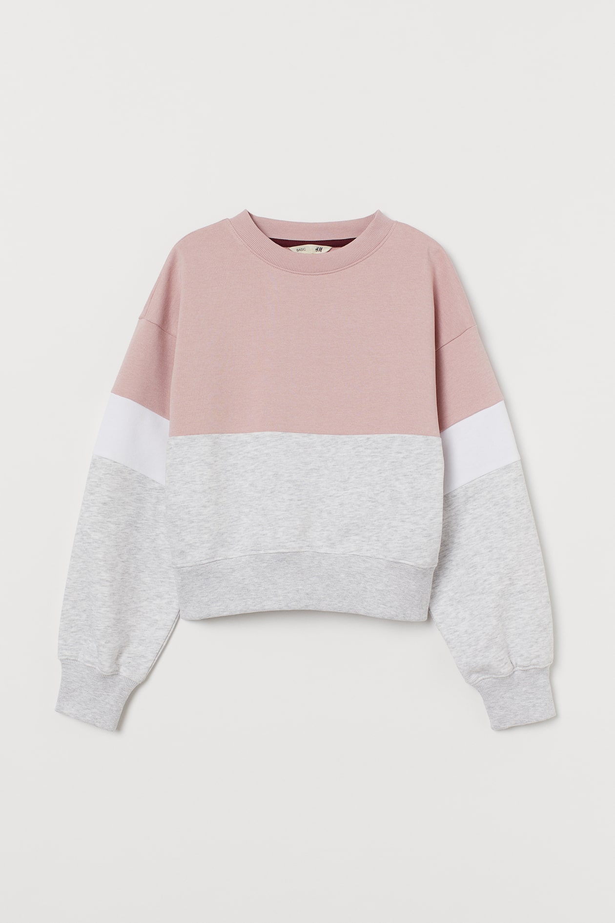 Sweatshirt - Crew-neck - Long sleeve - Powder pink/white/lt gray mel ...