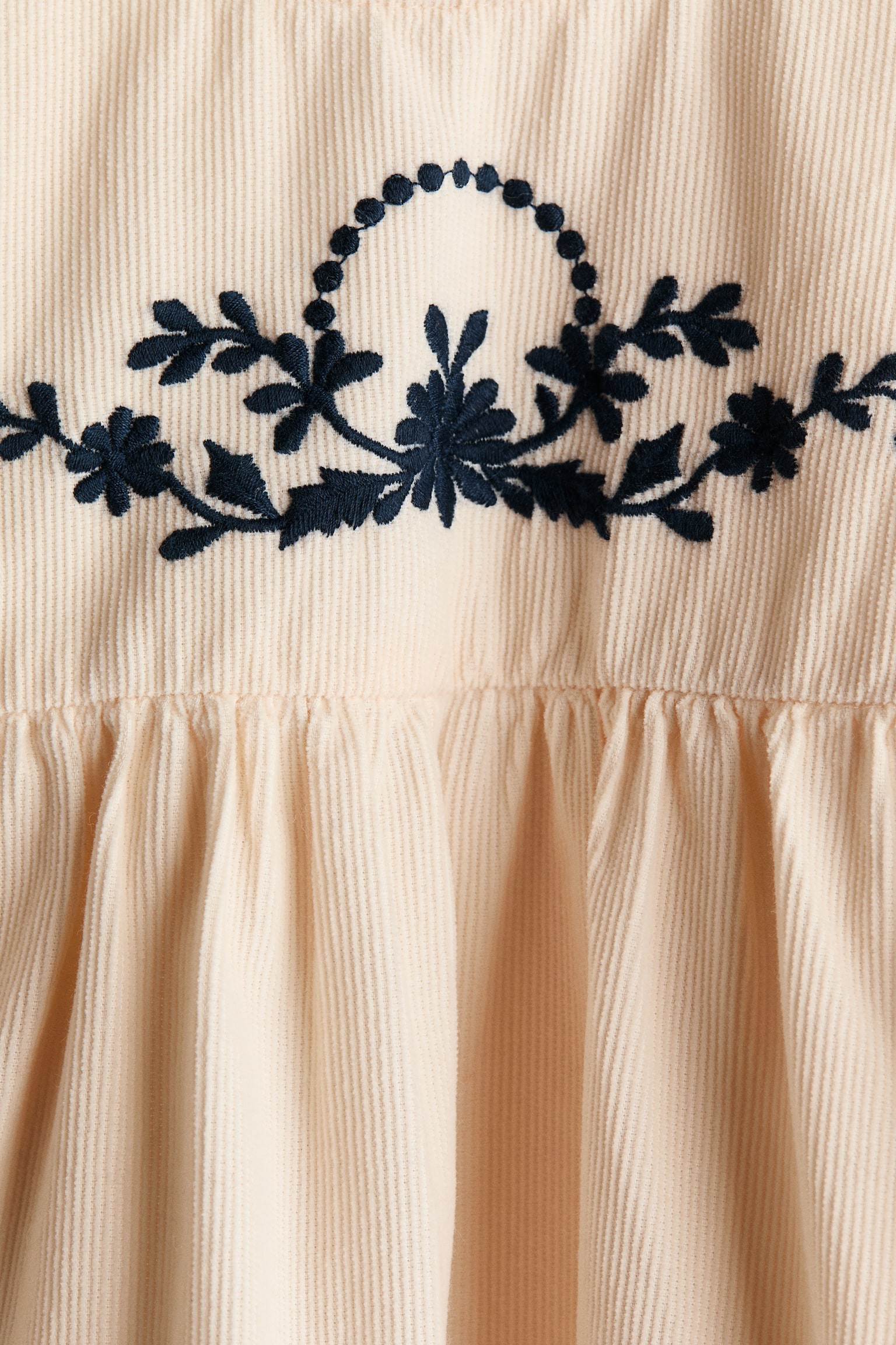 Детское платье H&M Embroidered-Detail Corduroy, цвет: Бежевый / С принтом — фото 2