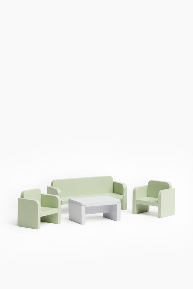 Set giocattolo in legno per la casa delle bambole - Verde chiaro - 1