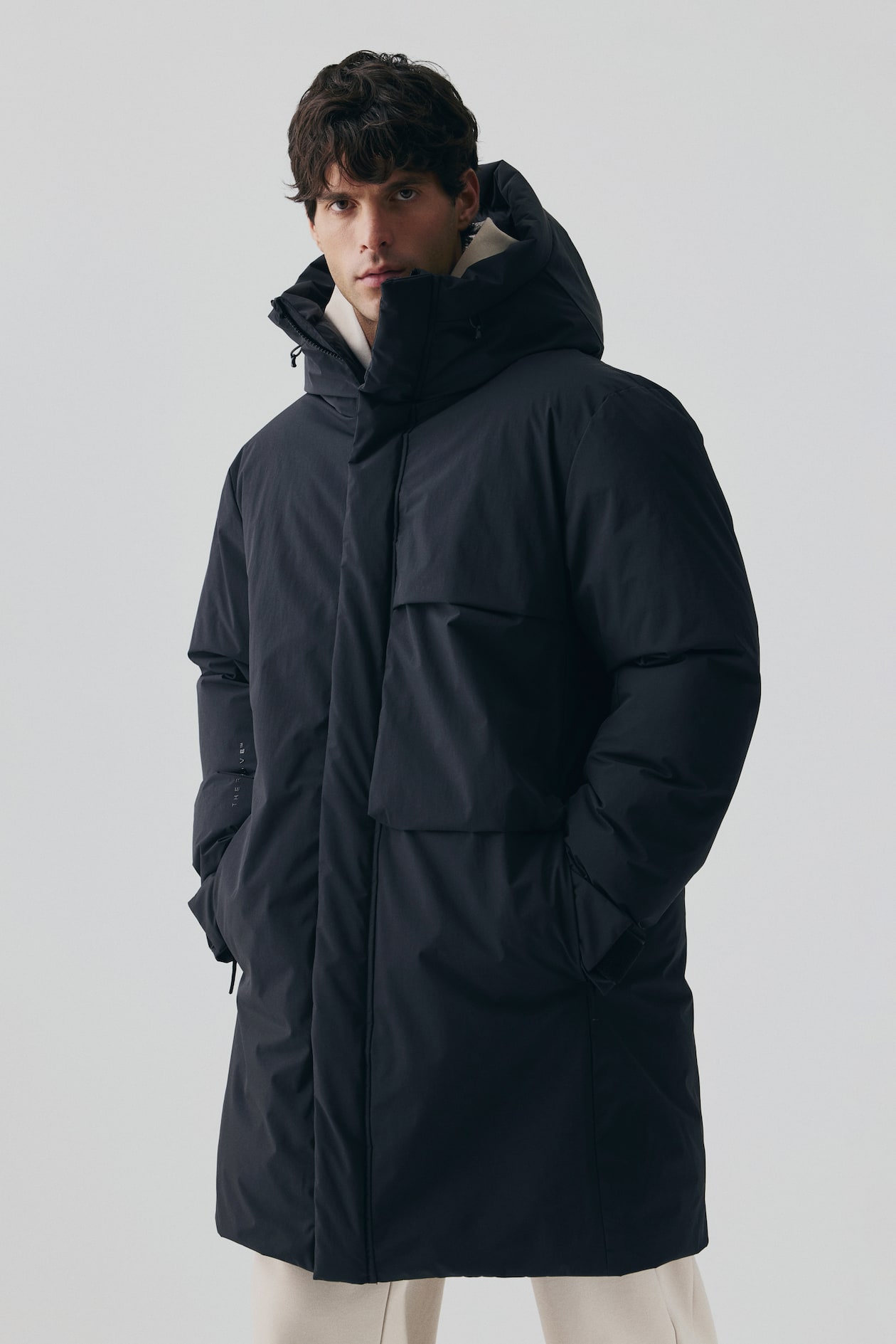 Men's Crosshatch Hooded Parka – Long Winter Coat With Faux Fur Trim – Padded & Zip-Up