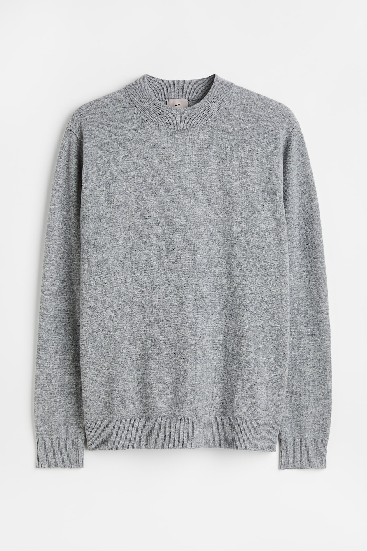 Merino Wool Sweater - Long sleeve - Regular length - Gray melange - Men ...