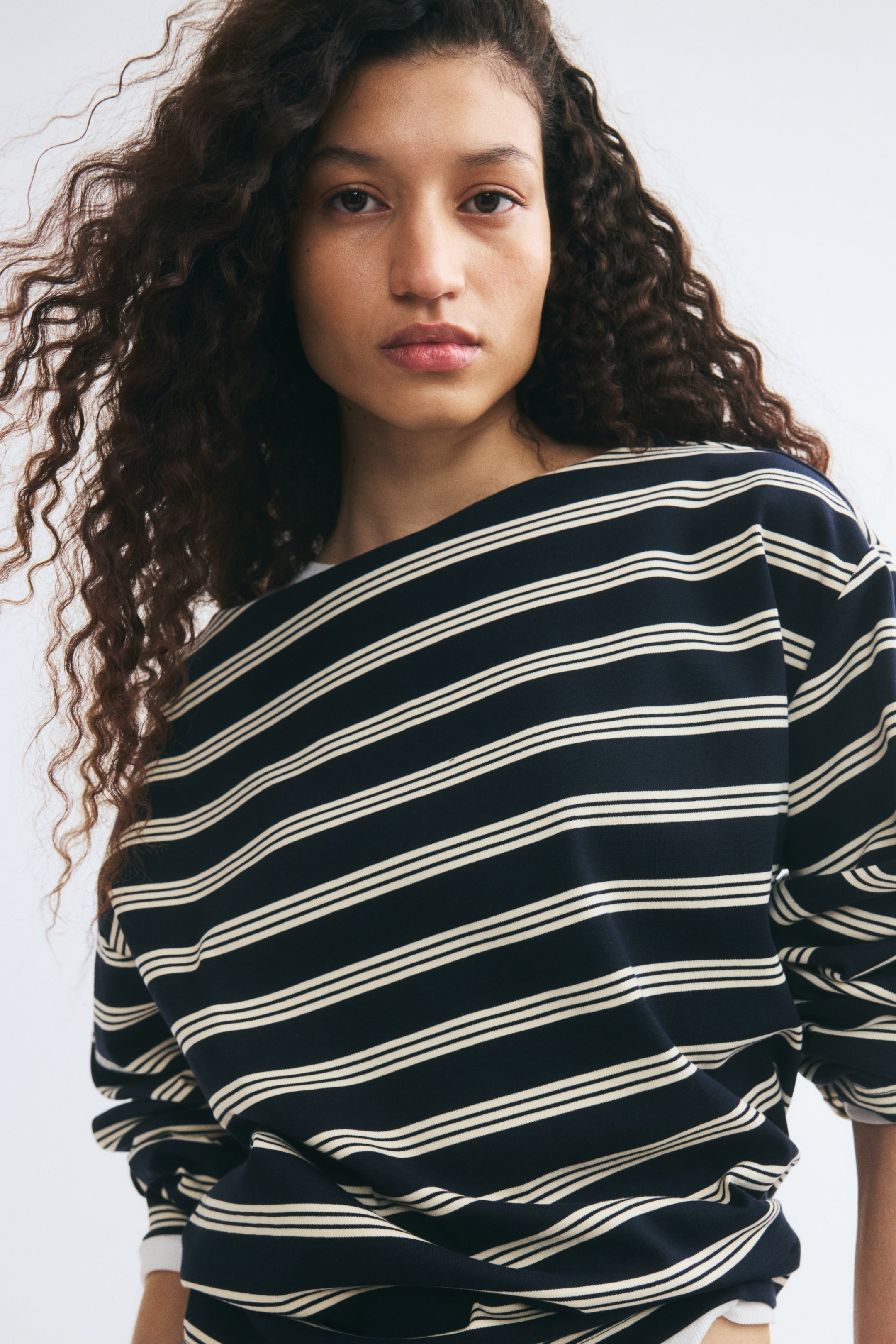 Long-Sleeved Boat-Neck Top