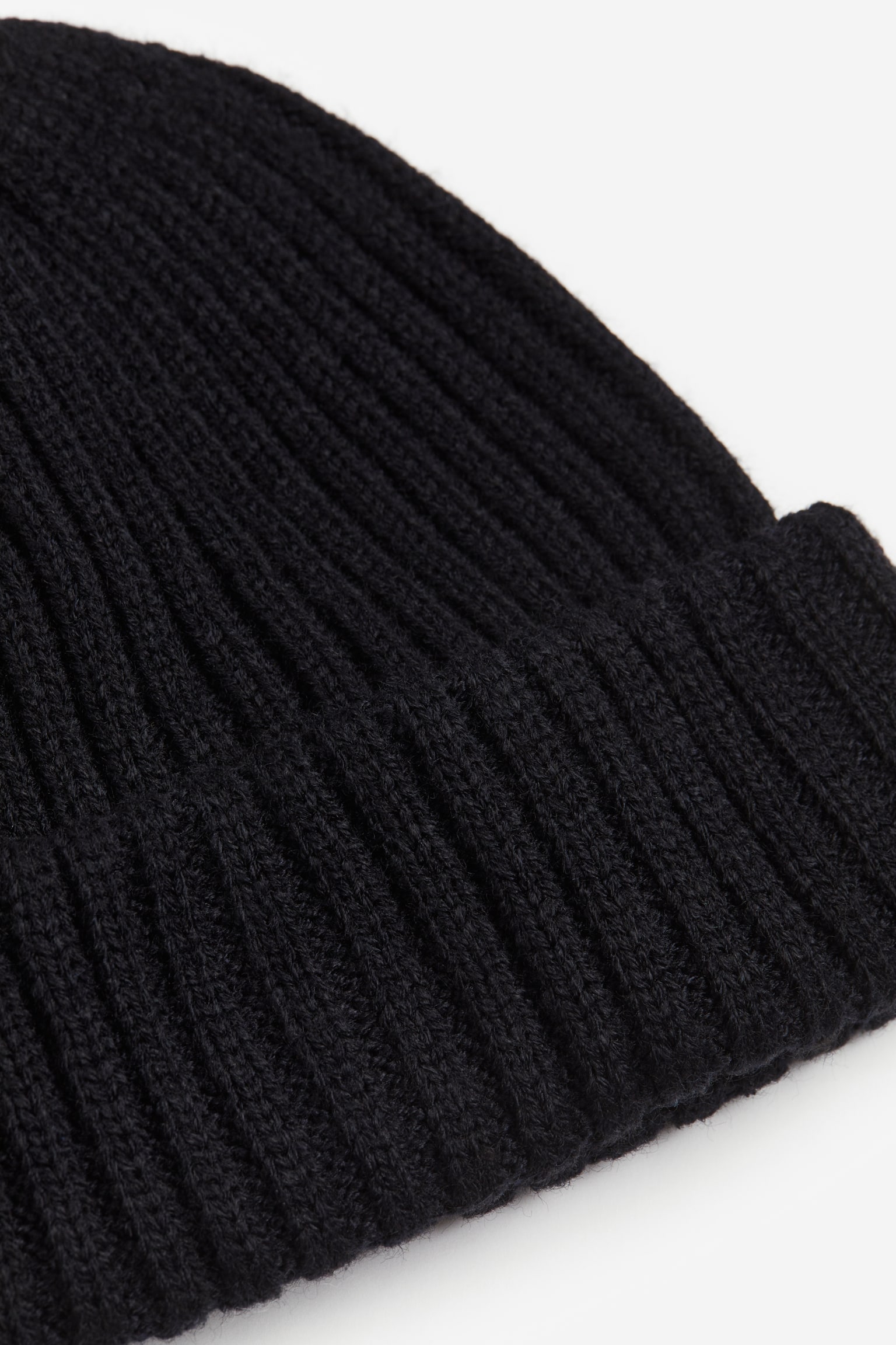 Rib Knit Beanie - Black - 2