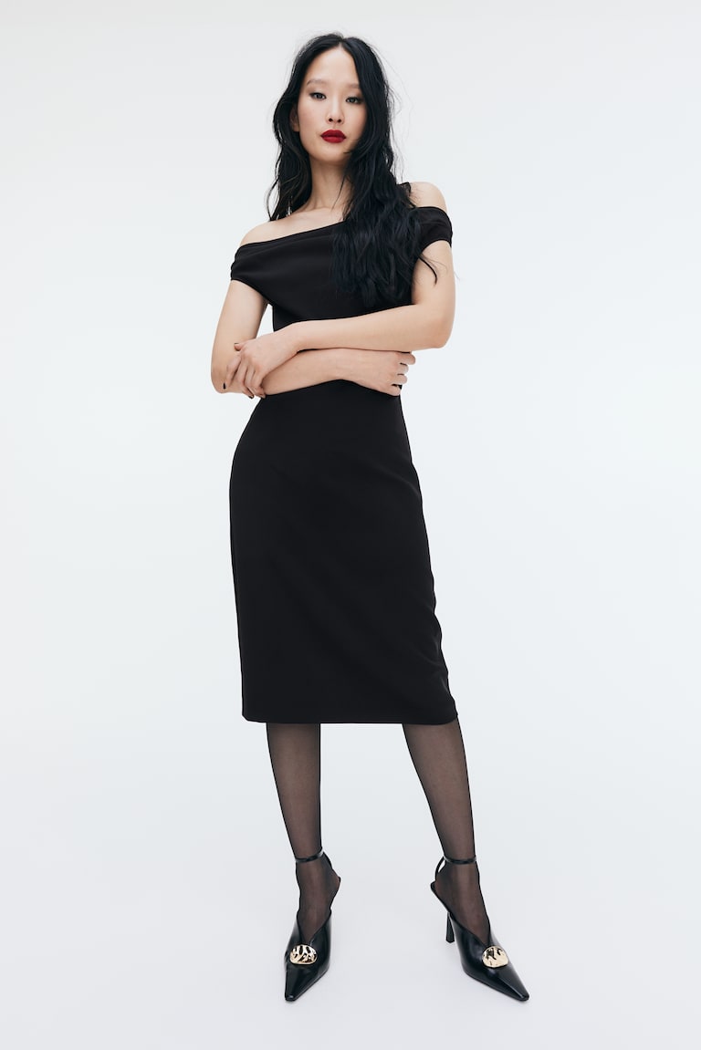 Abito in twill drappeggiato