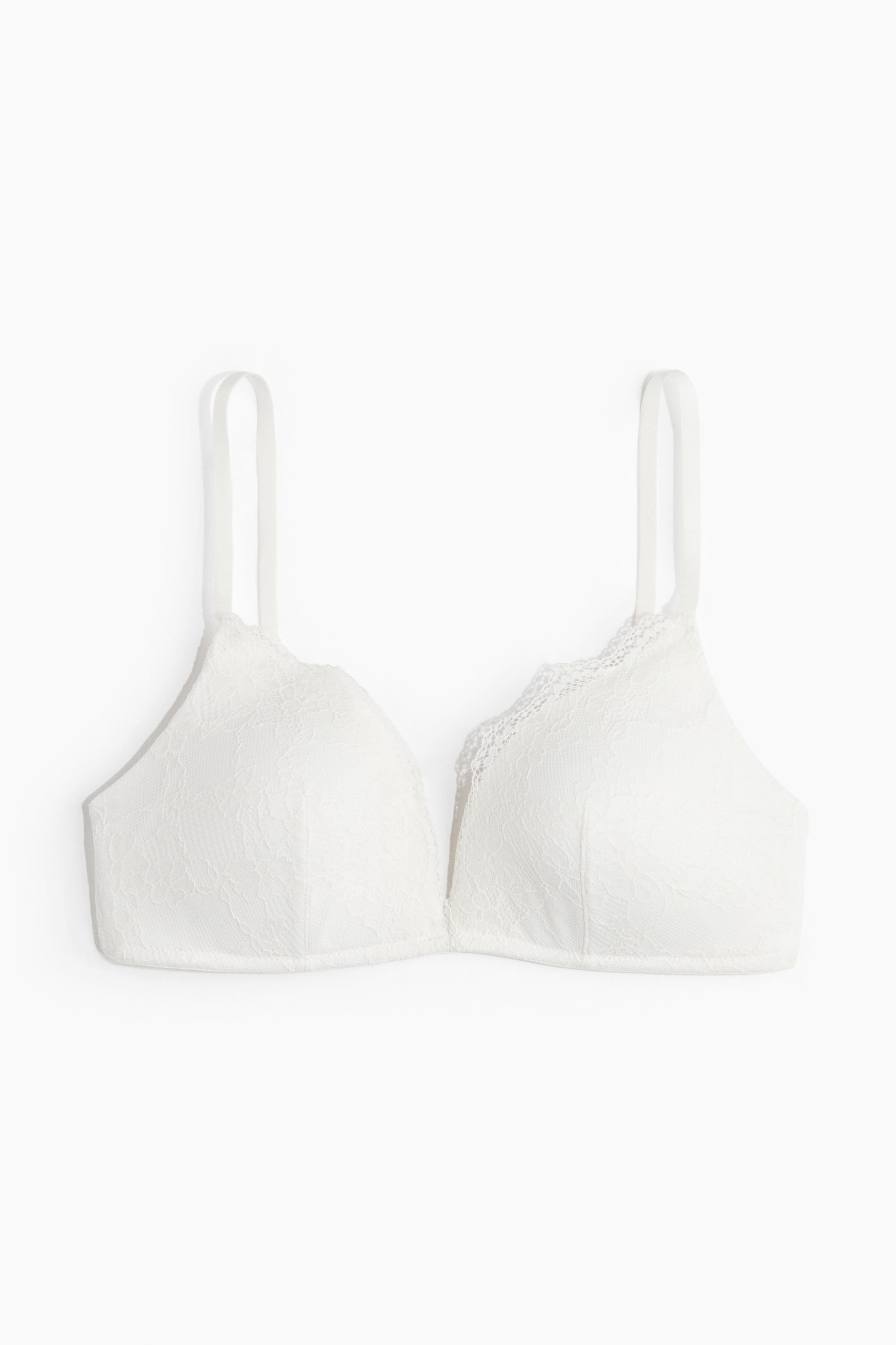 Usztywniany koronkowy biustonosz bez fiszbinów - Biały