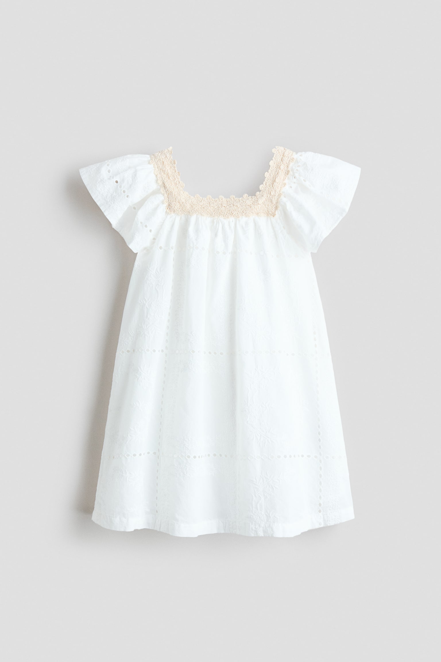 Kleid mit Broderie Anglaise - Weiß - 1