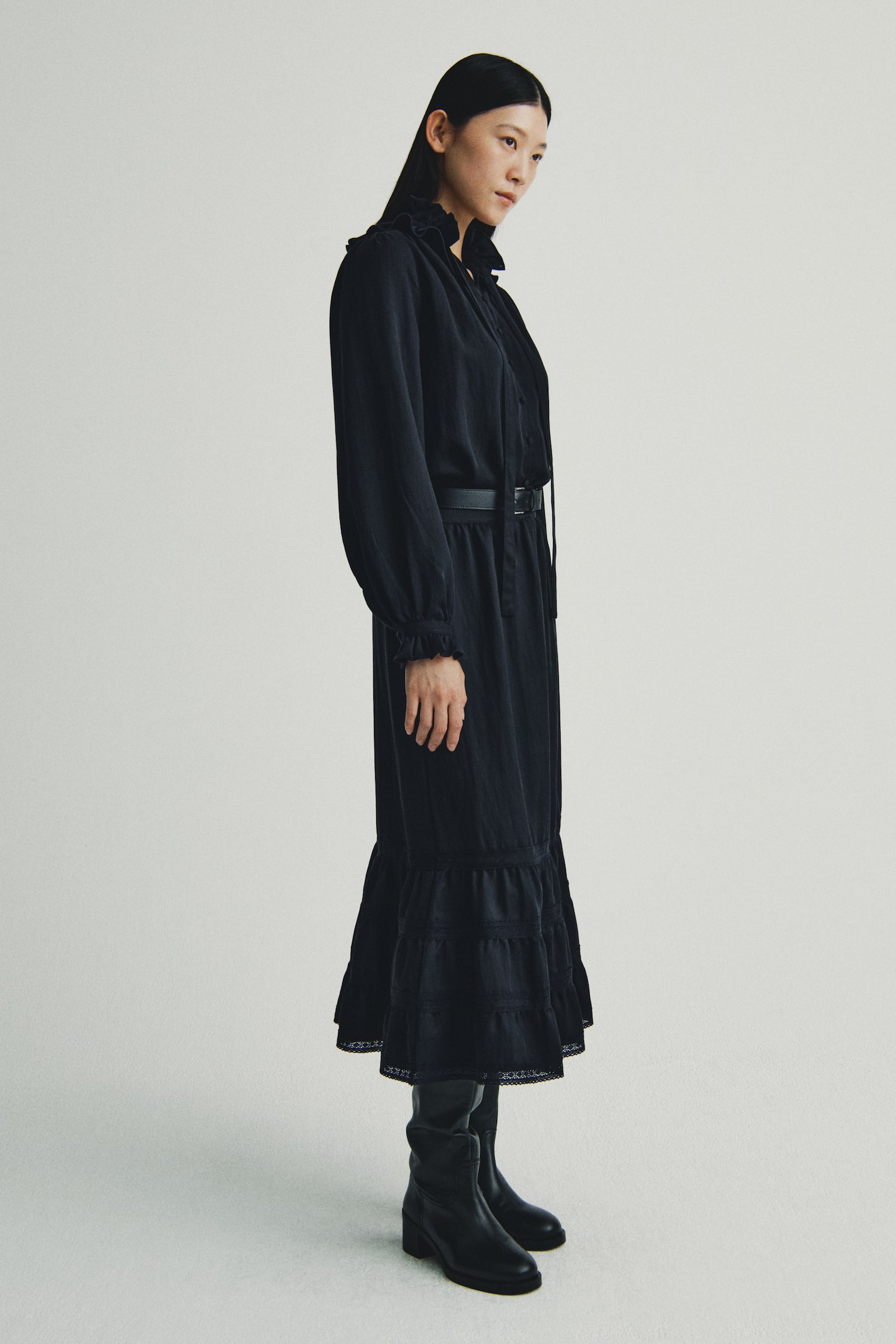 Lace-inset skirt - Black/White - 5