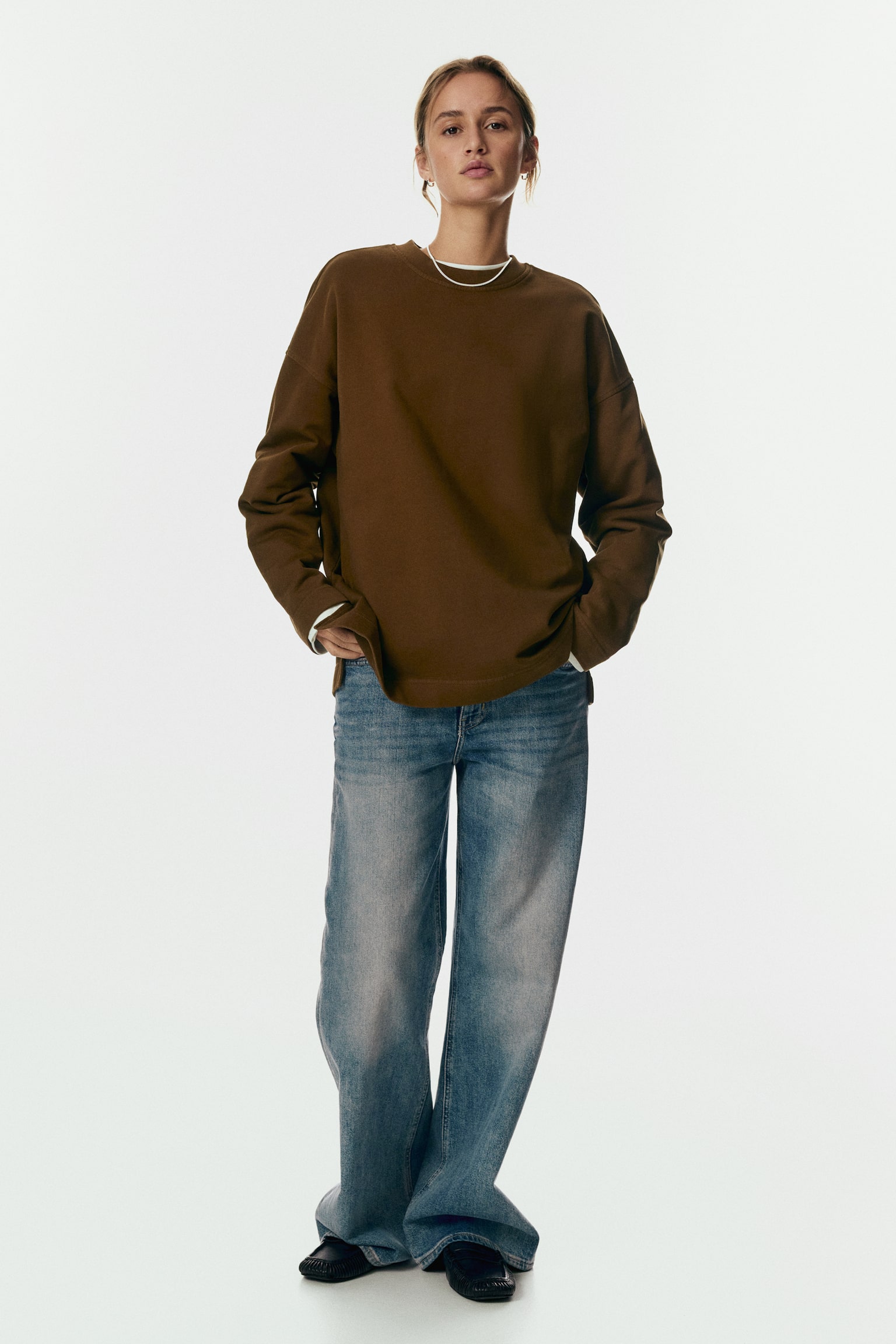 Soluk Görünümlü Sweatshirt - Kahverengi/Açık pembe/Koyu bordo - 6