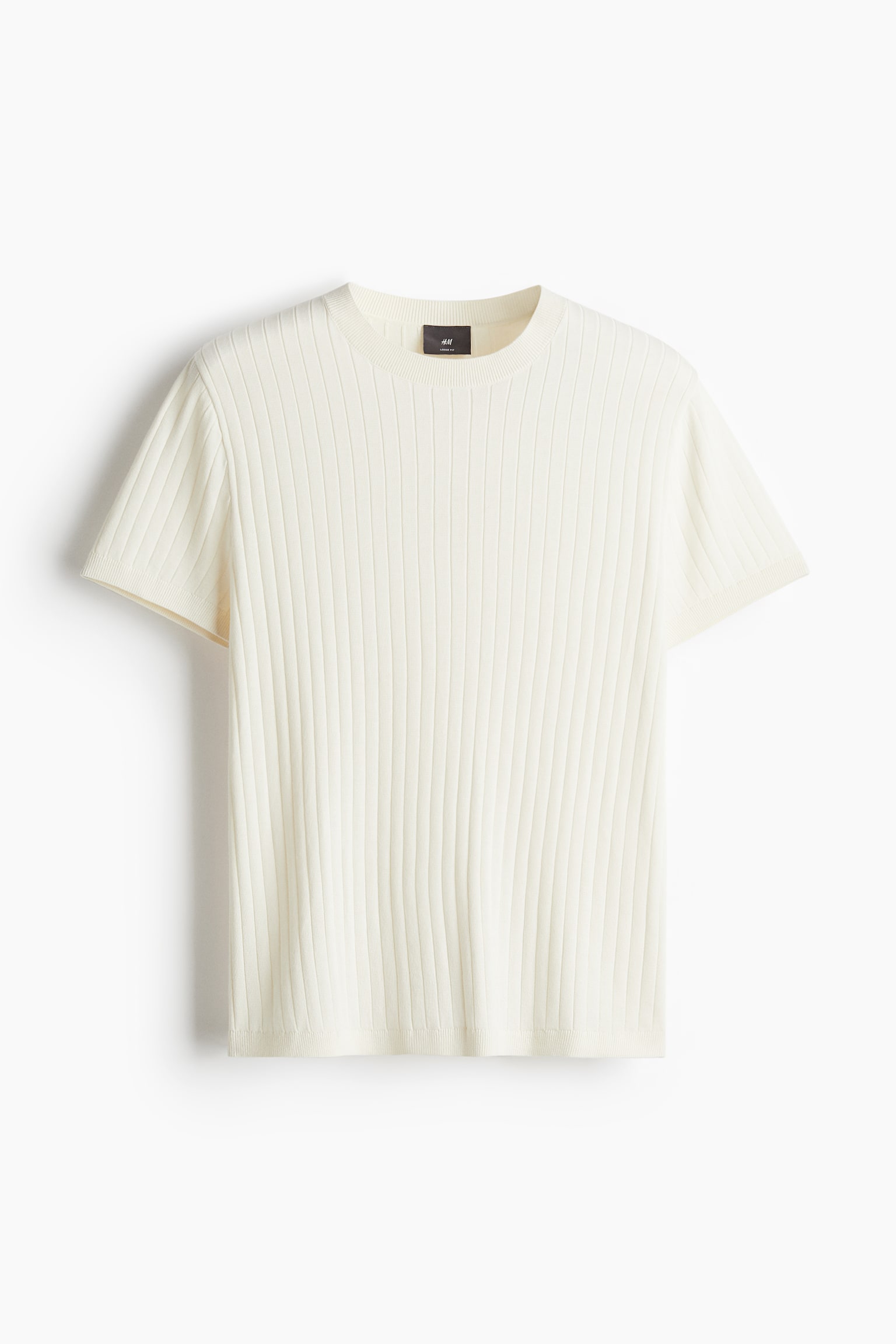 Regular Fit Knitted T-shirt - Light beige/Black - 2