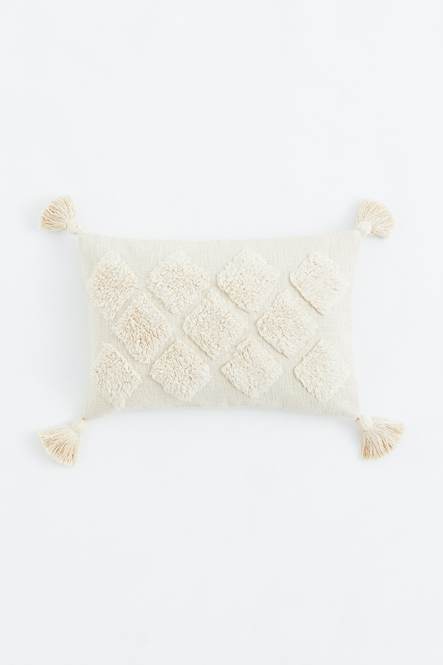 Tasselled cushion cover - Natural white - 1