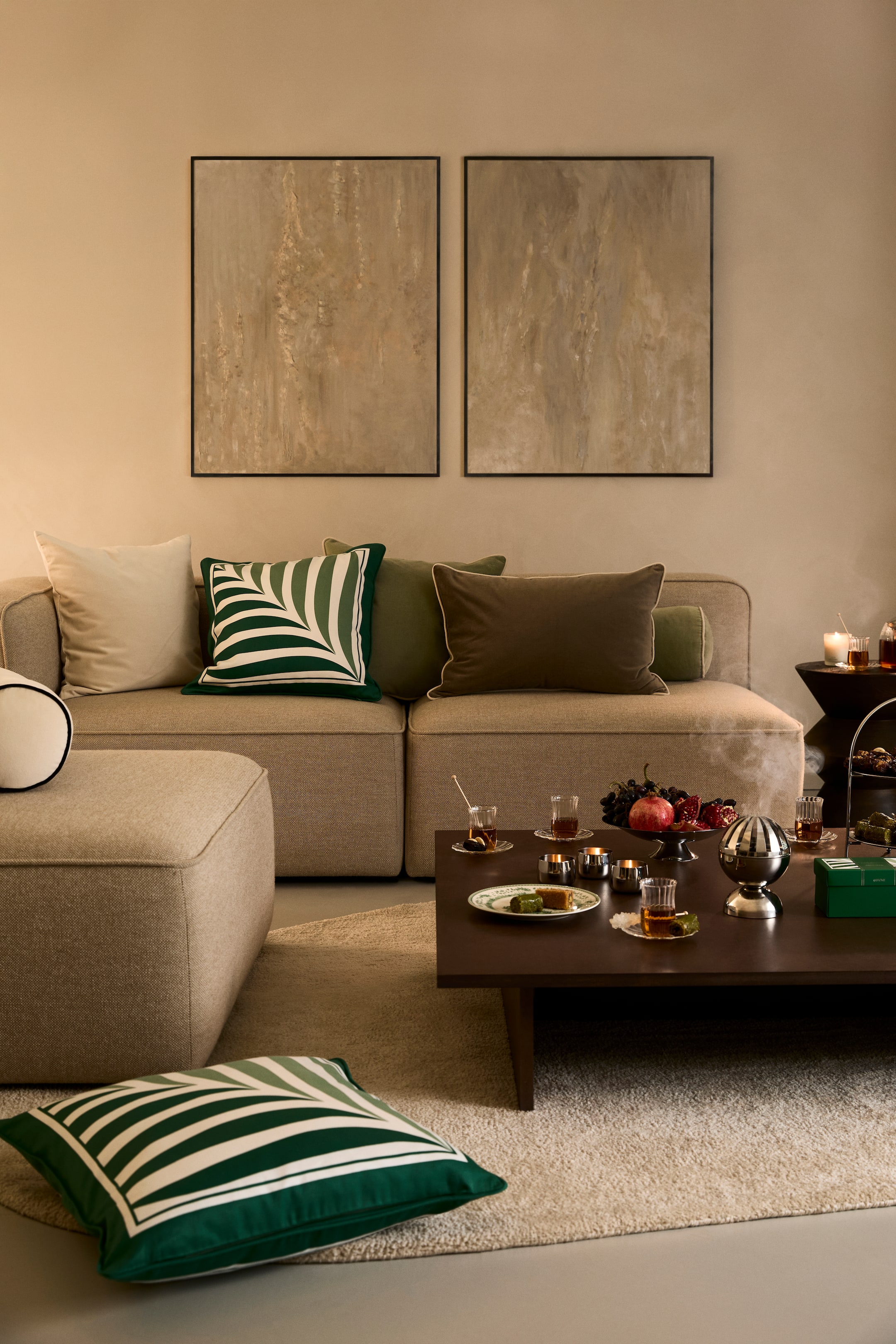 Agrandir l'image: Housse de coussin en satin imprimé - Vert/motif - Home All | H&M FR 4