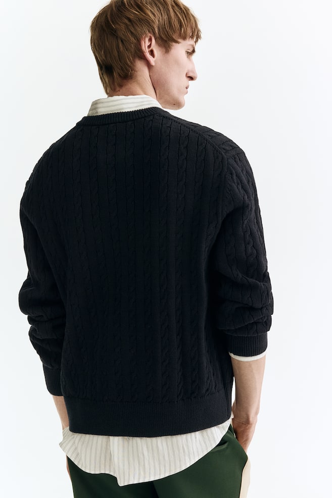 Regular-Fit Cable-Knit Sweater - Navy blue/Light blue/Green - 5