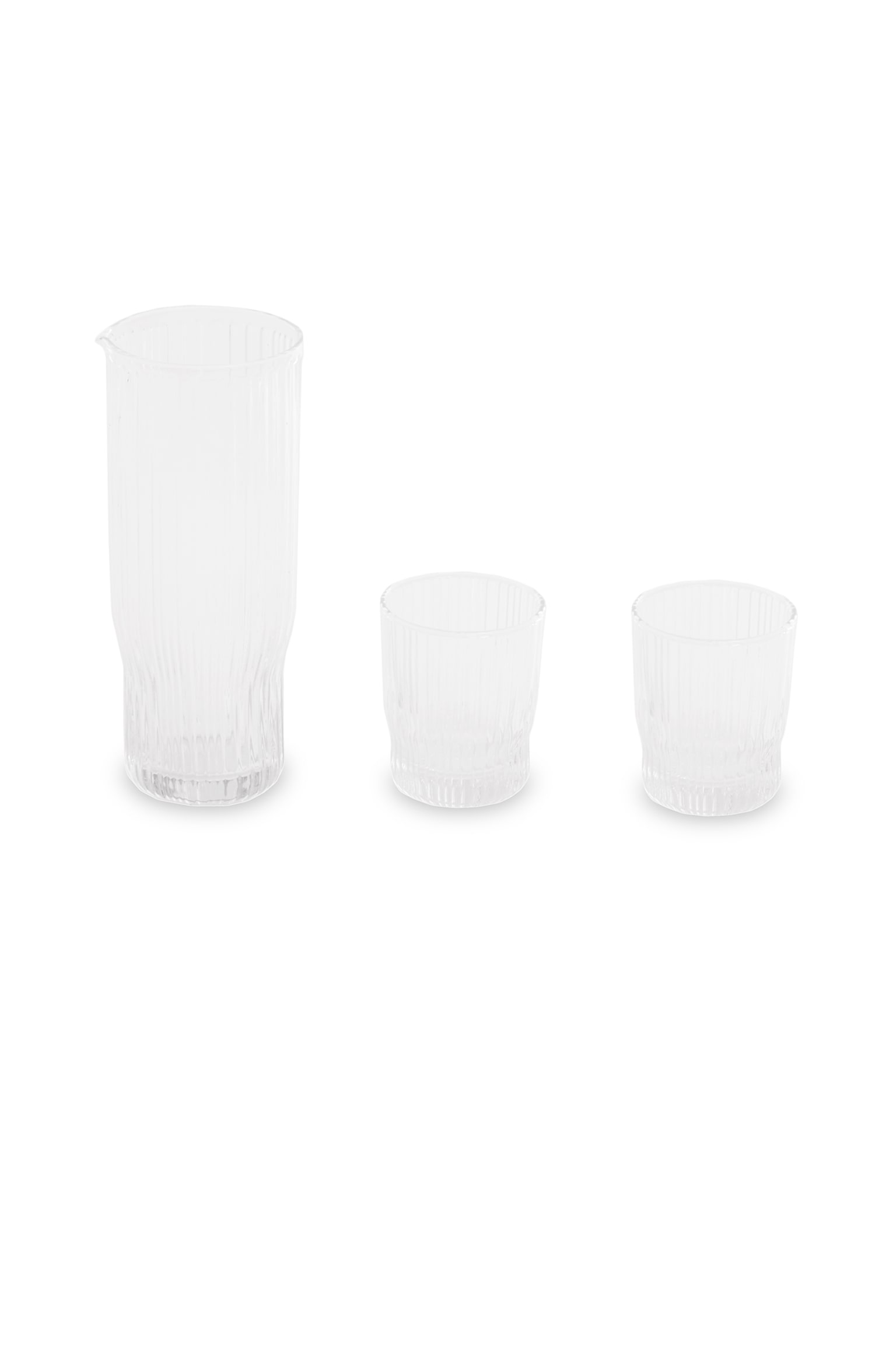 Juno Ribbed Glass And Jug 3pc Set - Clear - 1