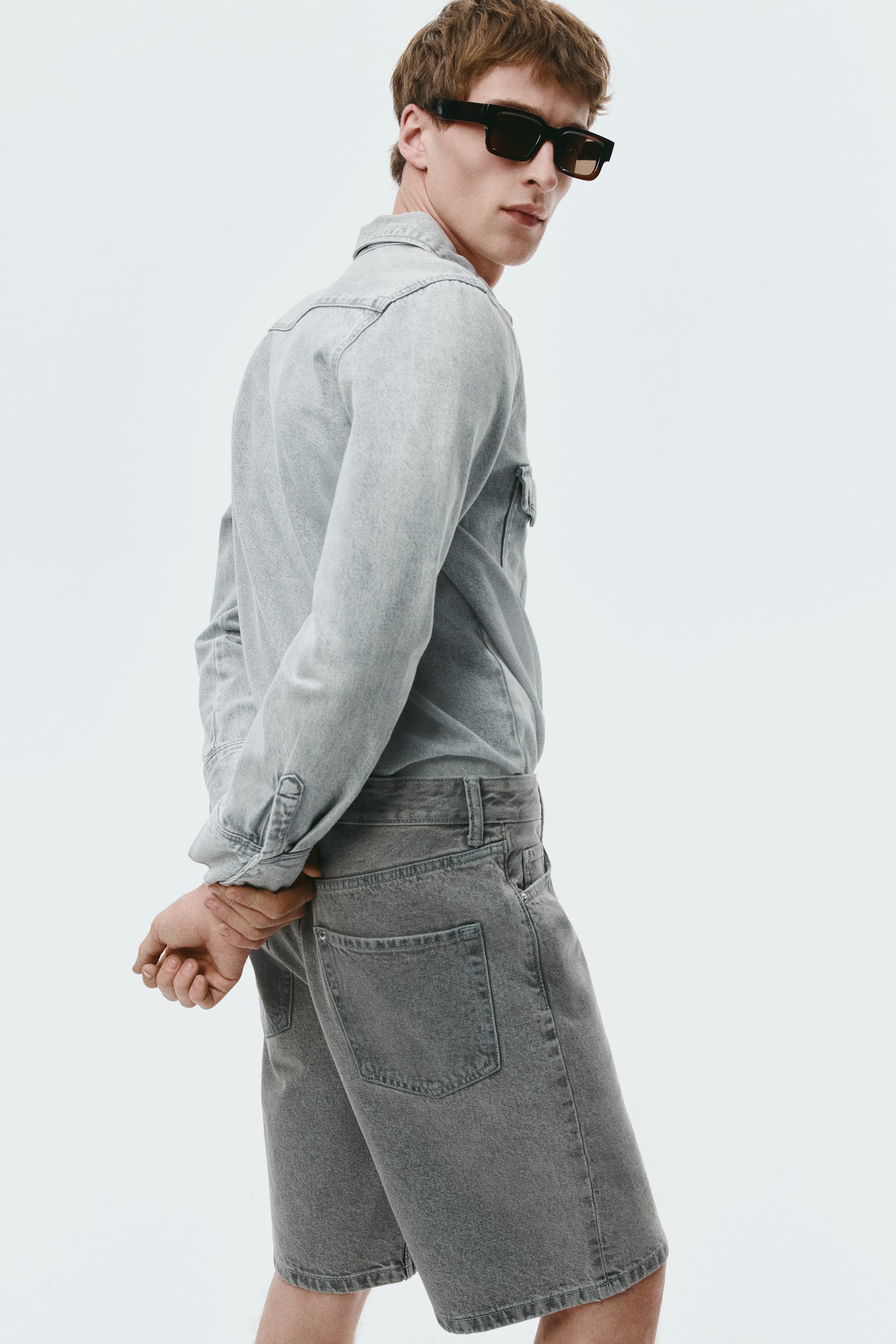Relaxed Fit Denim shorts - Denim grey/Light denim blue/Denim blue - 4