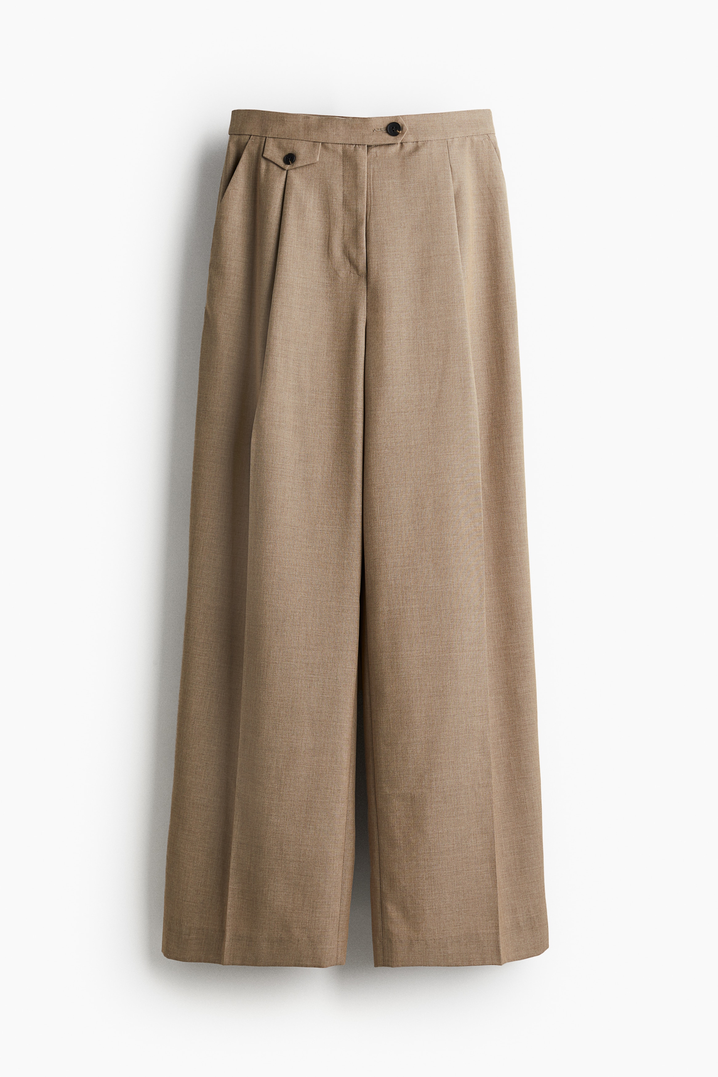 Ladies - Beige Crease-leg trousers - Size: 4  - H&M