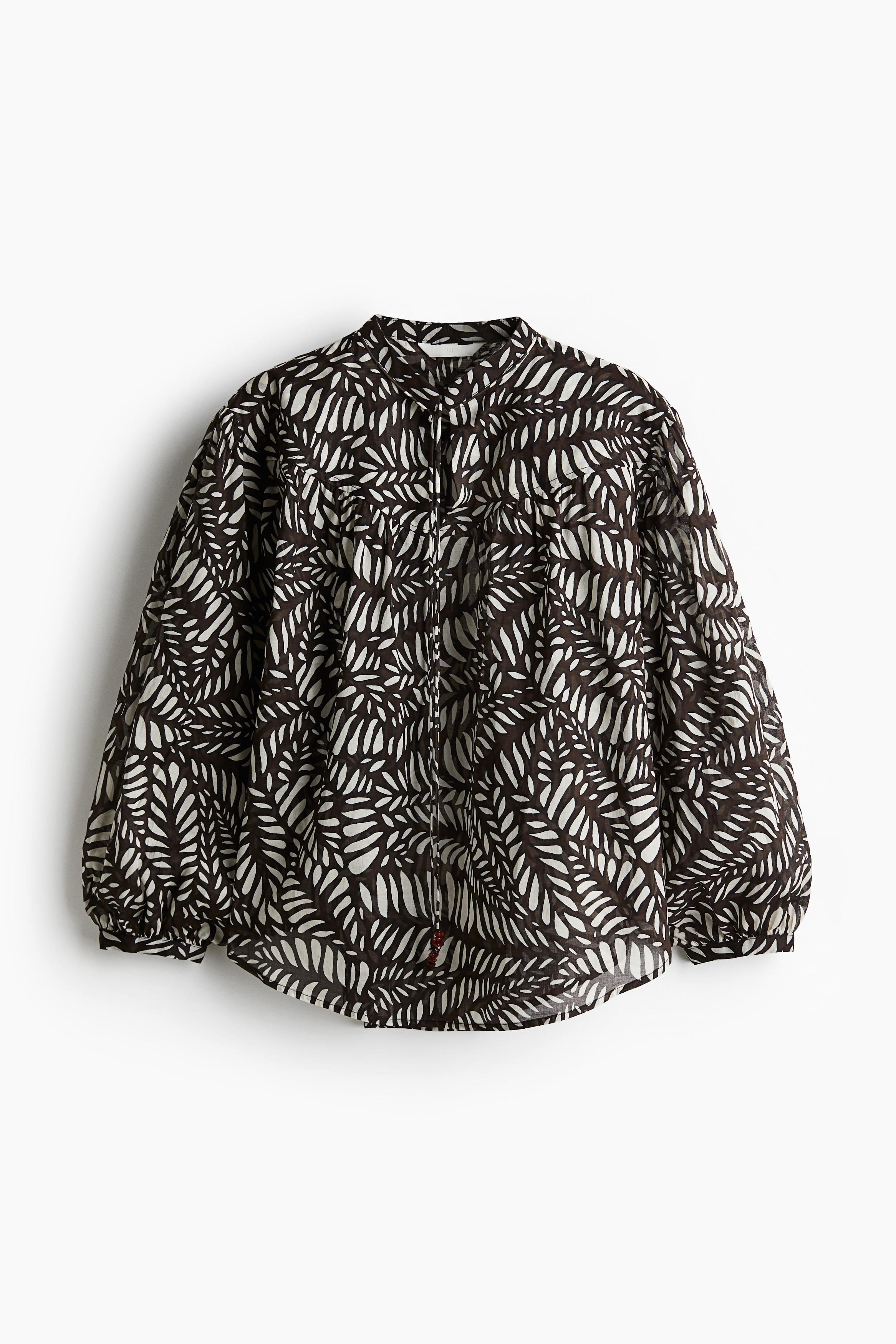 加大碼棉質女衫 - 深咖啡色/印花