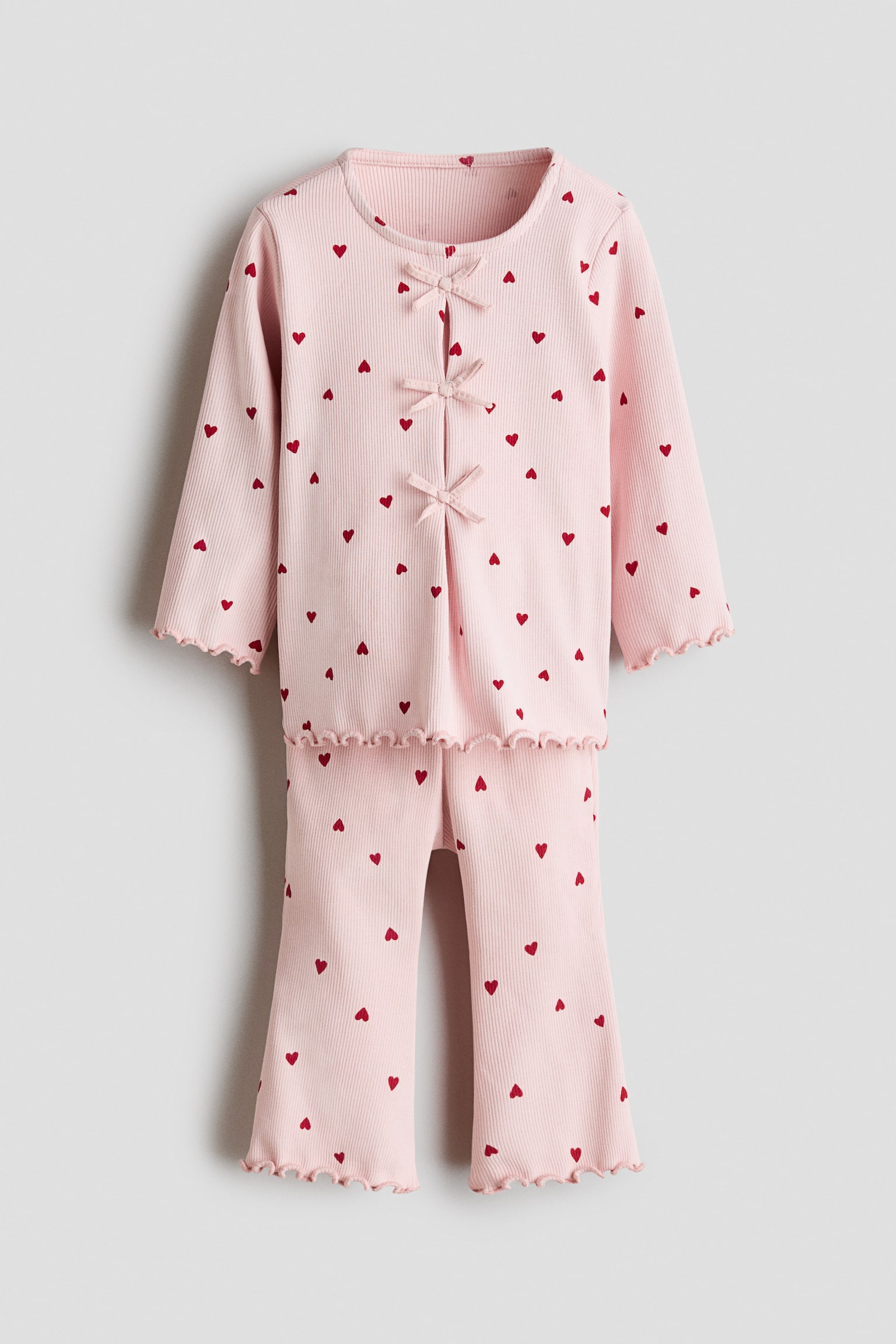 2-piece ribbed cotton set - Light pink/Hearts/Dusty blue/Floral - 1