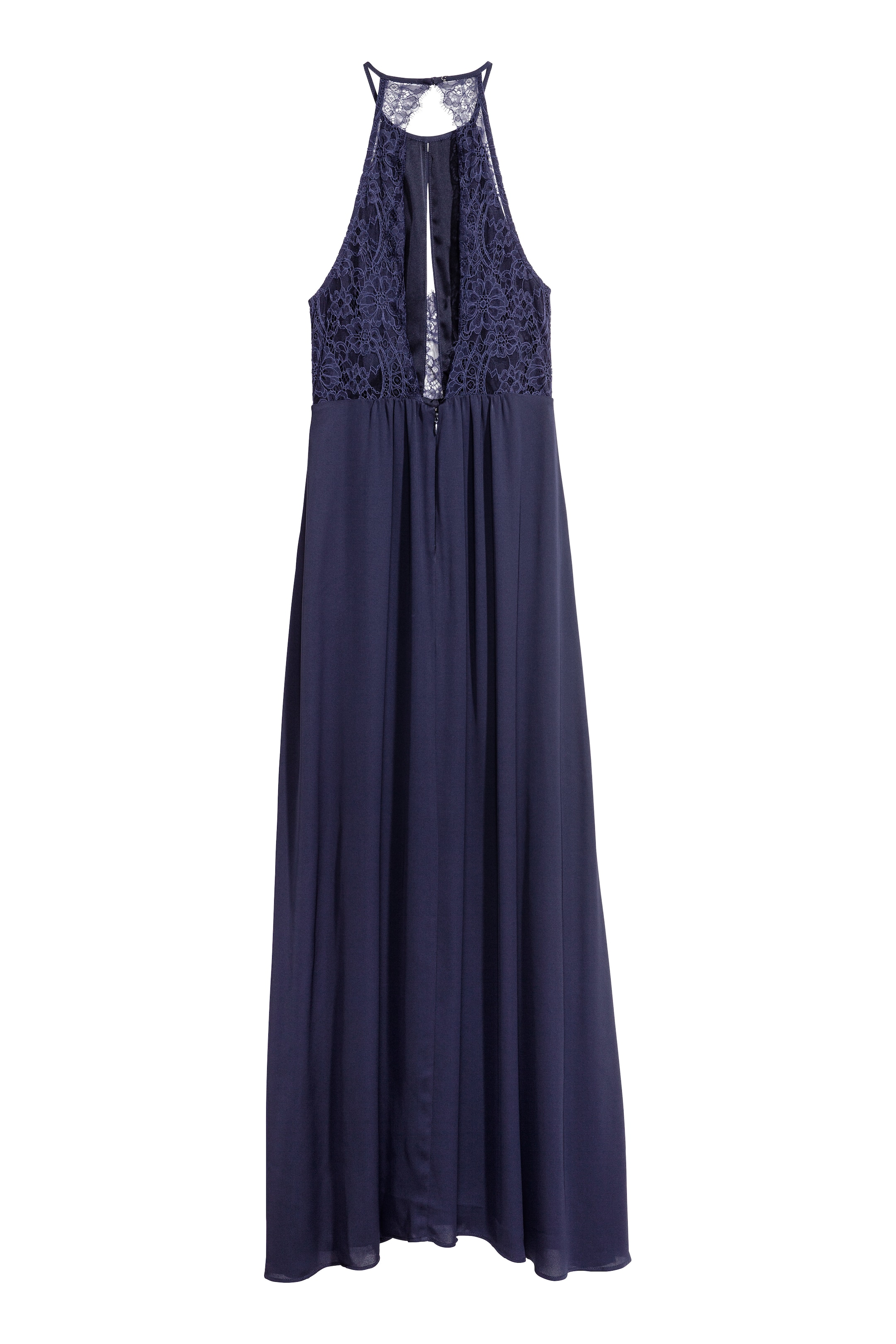 View larger image: Maxi dress with lace details - Dark blue - Ladies | H&M GB 1