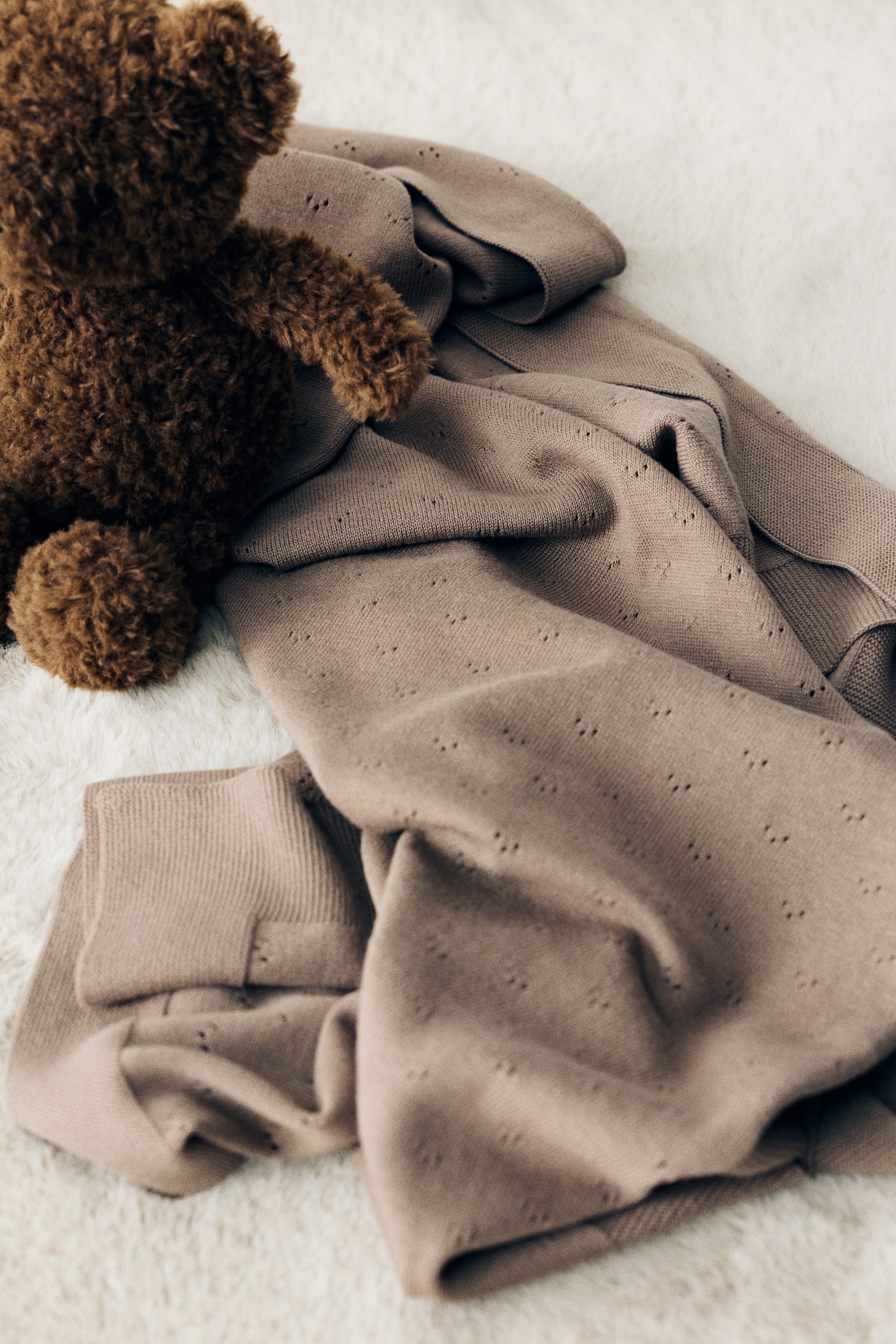 Cotton pointelle baby blanket