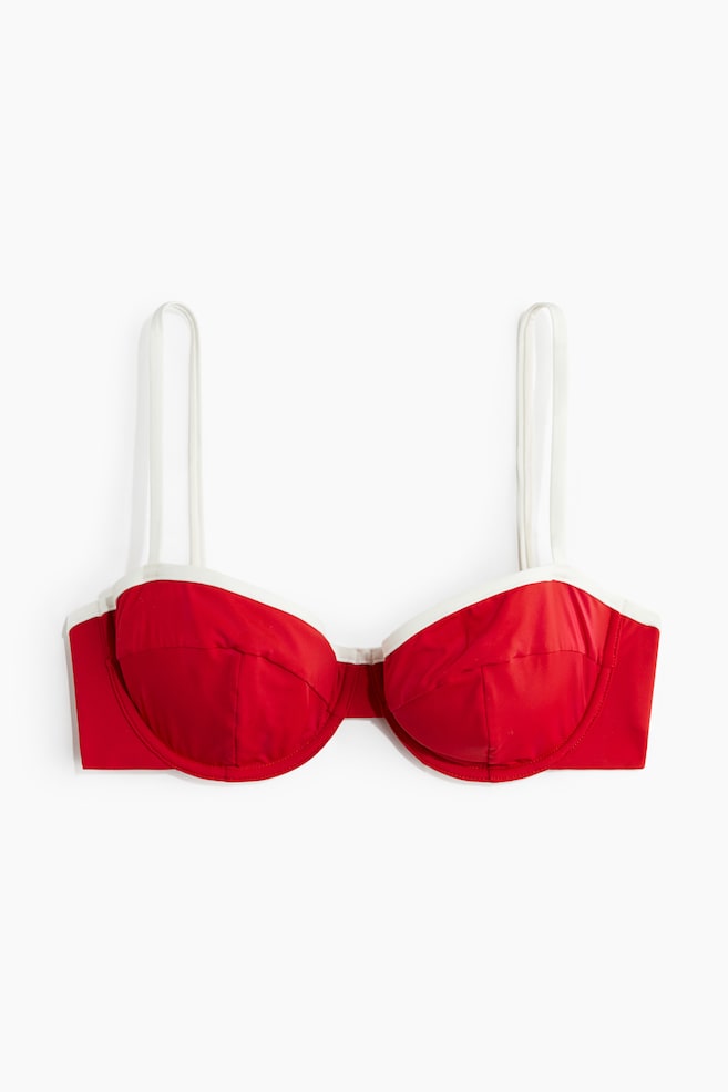 Underwired bikini top - Red/White/Dusty blue - 1