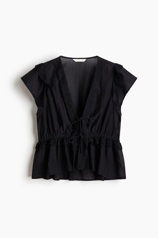 Blouse volantée - Noir/Blanc - 1