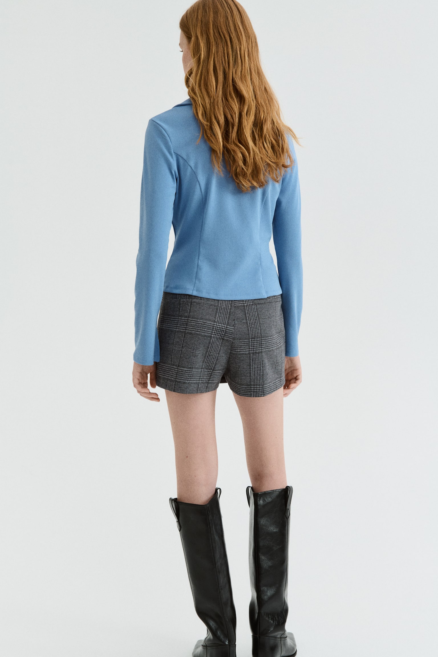 Quần short giả váy bằng jersey - Màu xám/Kẻ ca rô/Màu be/Hoa văn răng chó/Màu đen - 3