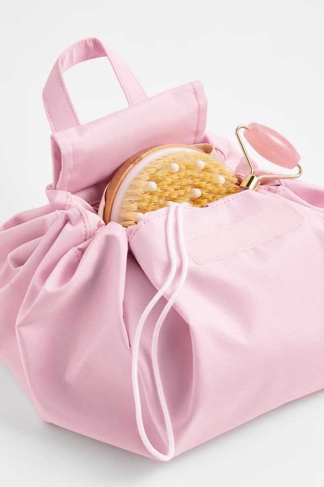 Lay flat drawstring make-up bag - Baby pink - 2