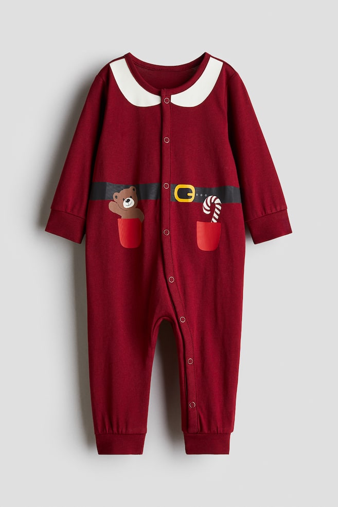 Patterned Pajama Jumpsuit - Red/Christmas/White/pumpkins/Light pink/hearts/Light blue/teddy bears/White/hearts/Light beige/puppies - 1