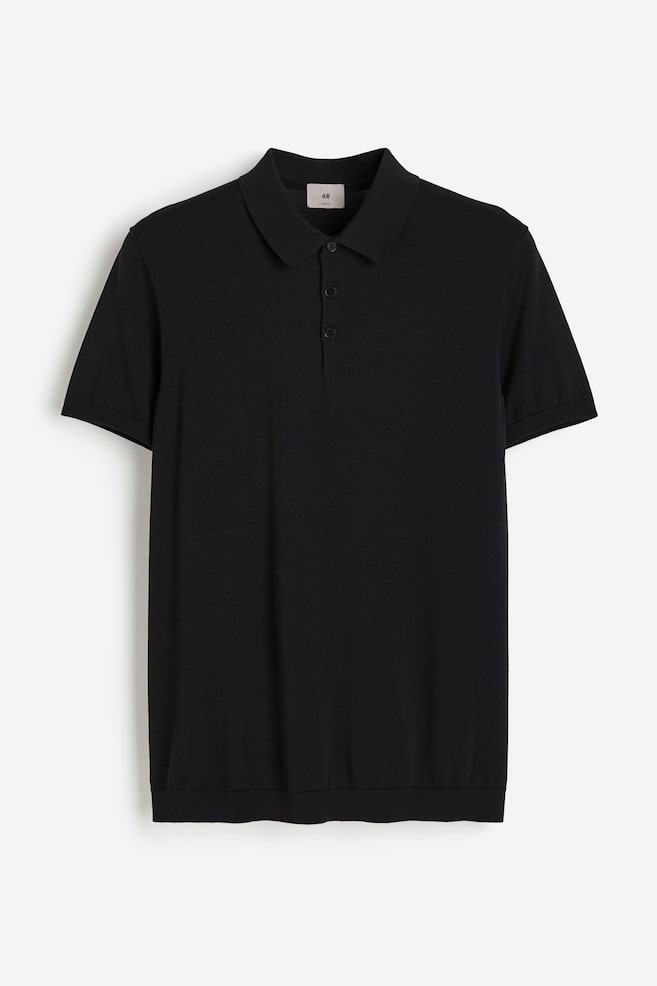 Polo in misto seta Slim Fit - Nero - 1