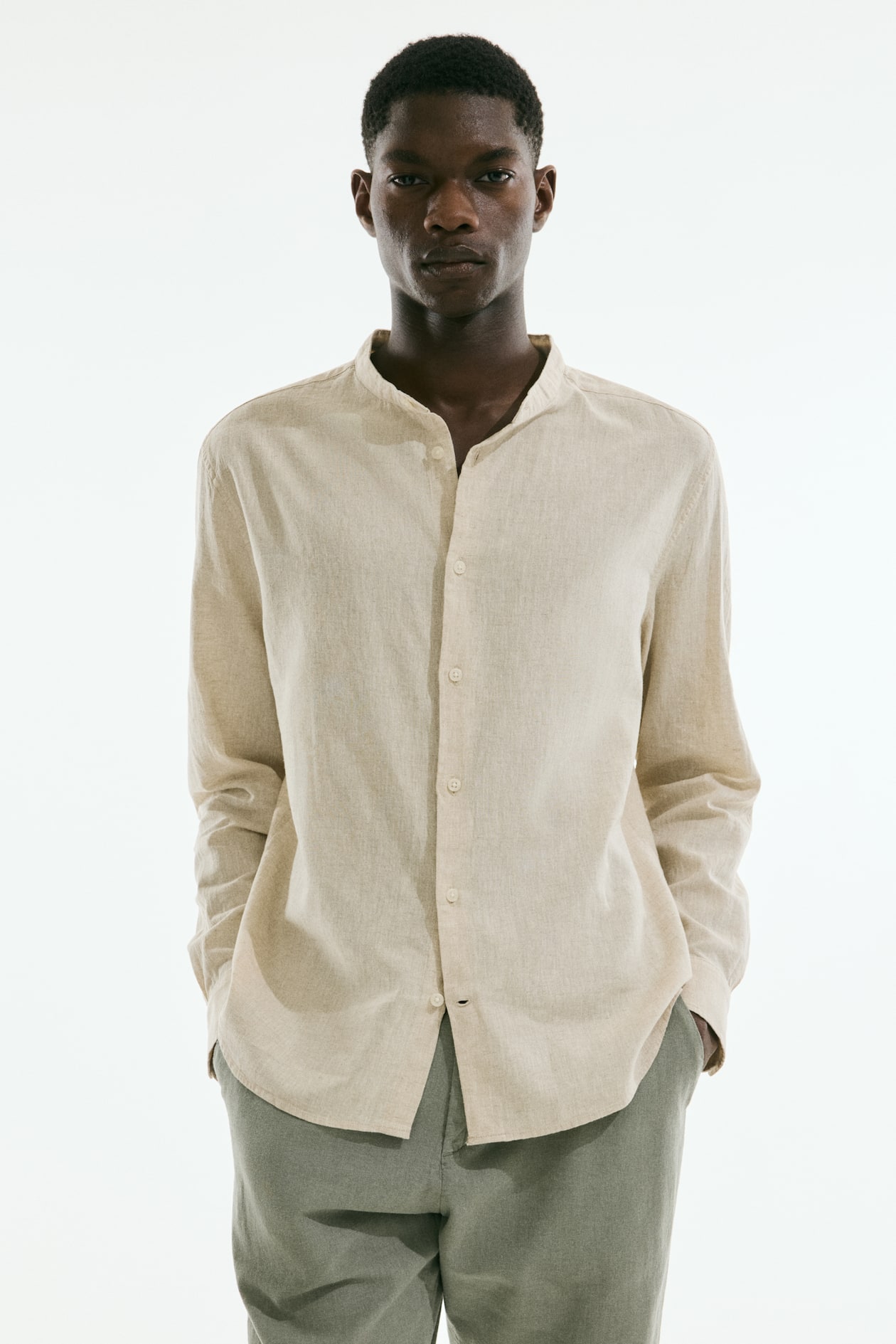 Regular-Fit Linen-Blend Shirt Beige Men H&M PH