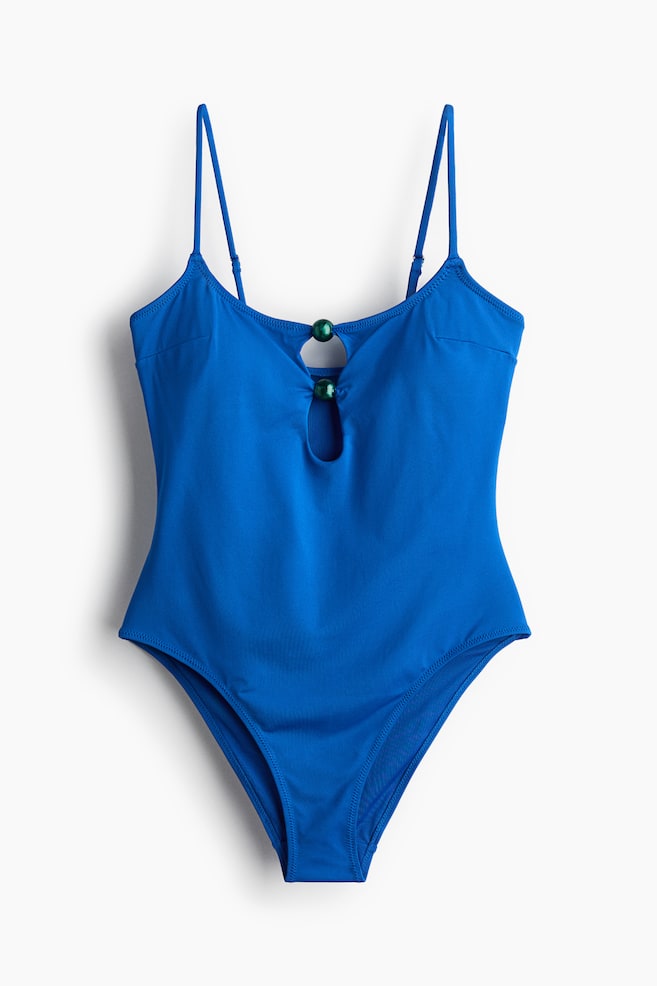 Maillot de bain paddé High Leg - Bleu vif/Marron foncé - 1