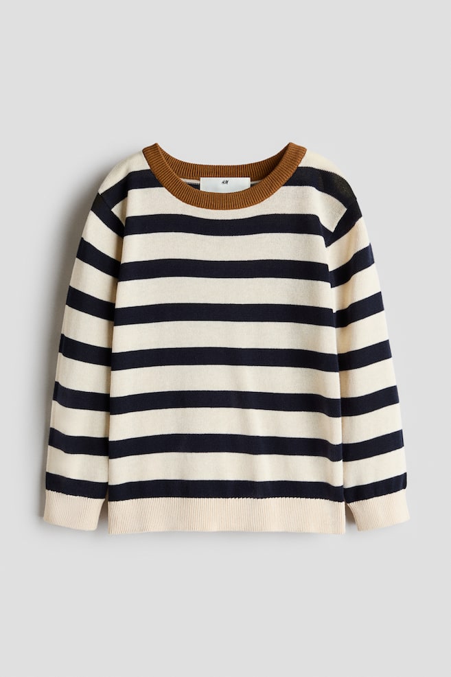 Cotton Sweater - Cream/striped/Red/Dark grey marl/Dark green melange/Dark gray melange/color block - 1