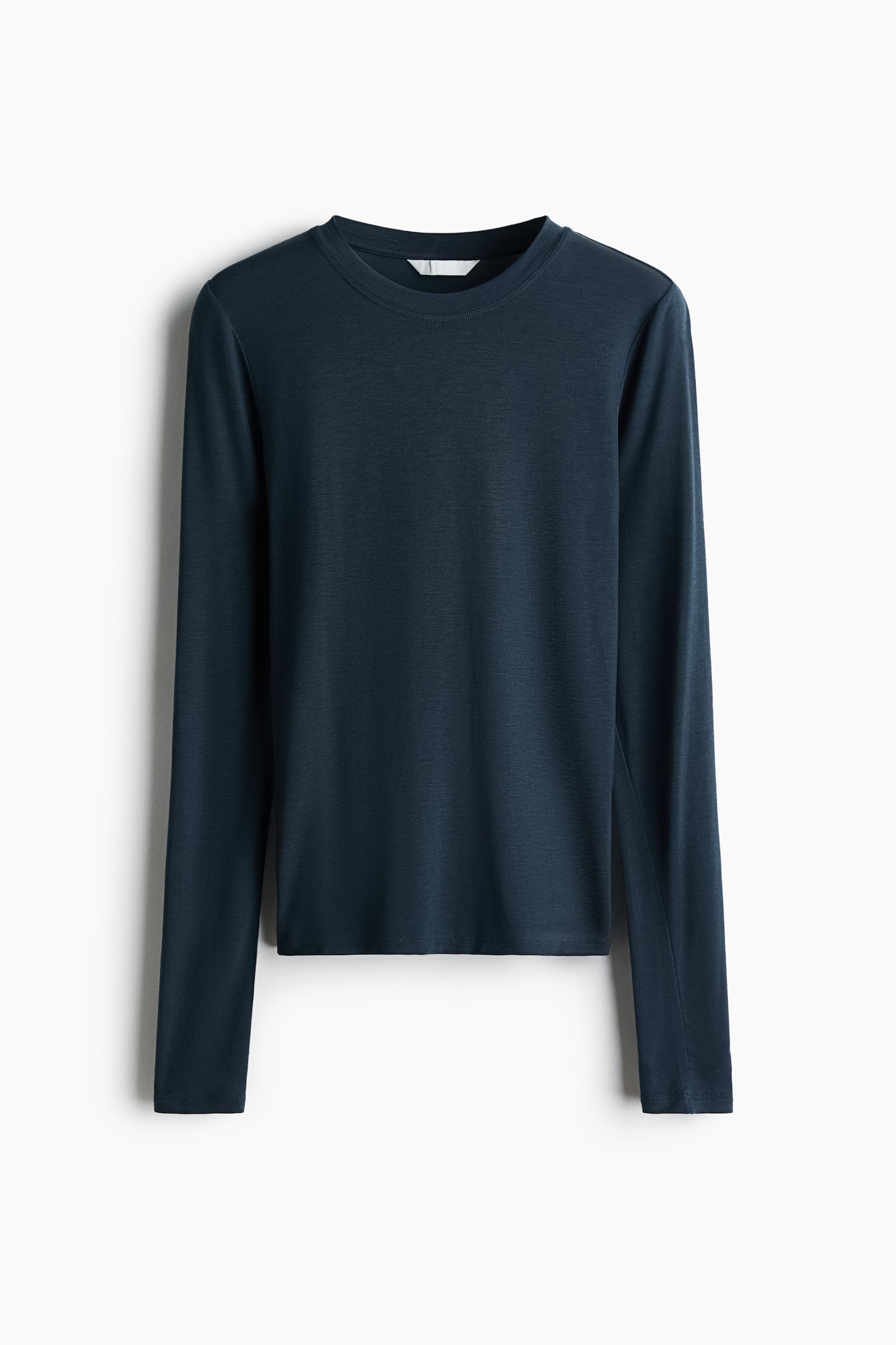 Long-sleeved lyocell-blend top - Dark turquoise/Red