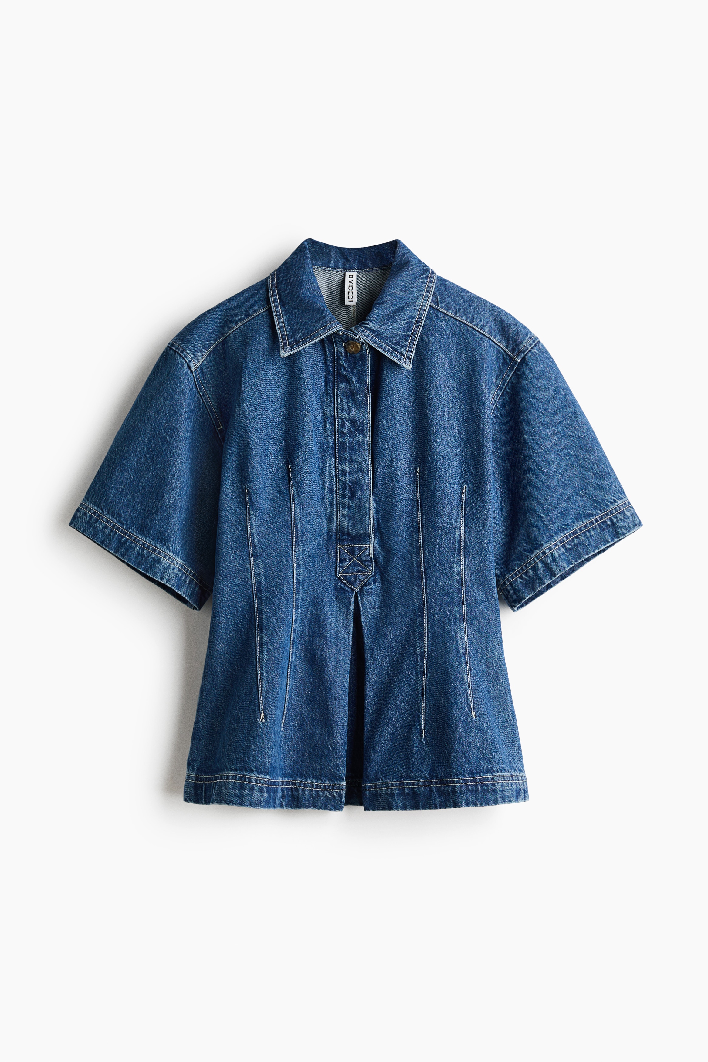Pleated denim shirt - Denim blue/Denim blue