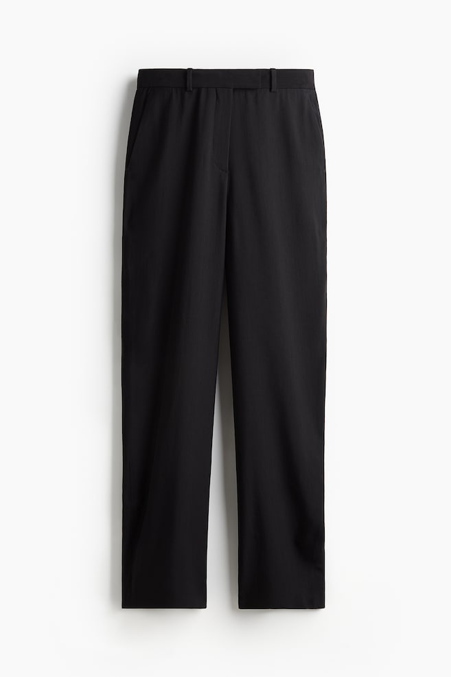 Linen-blend tailored trousers - Black - 1
