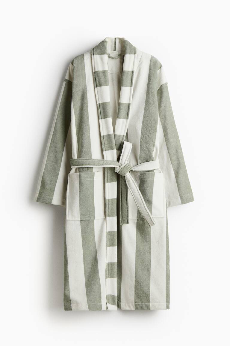 Striped Cotton Terry Bathrobe