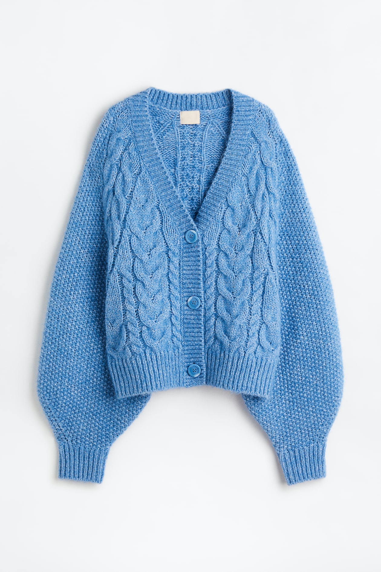 ケーブルニット オーバサイズカーディガン - ブルー - レディース | H&M JP