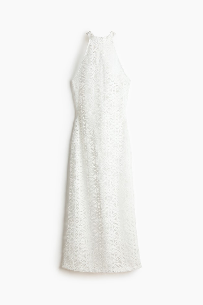 Lace halterneck dress - Ivory - 1