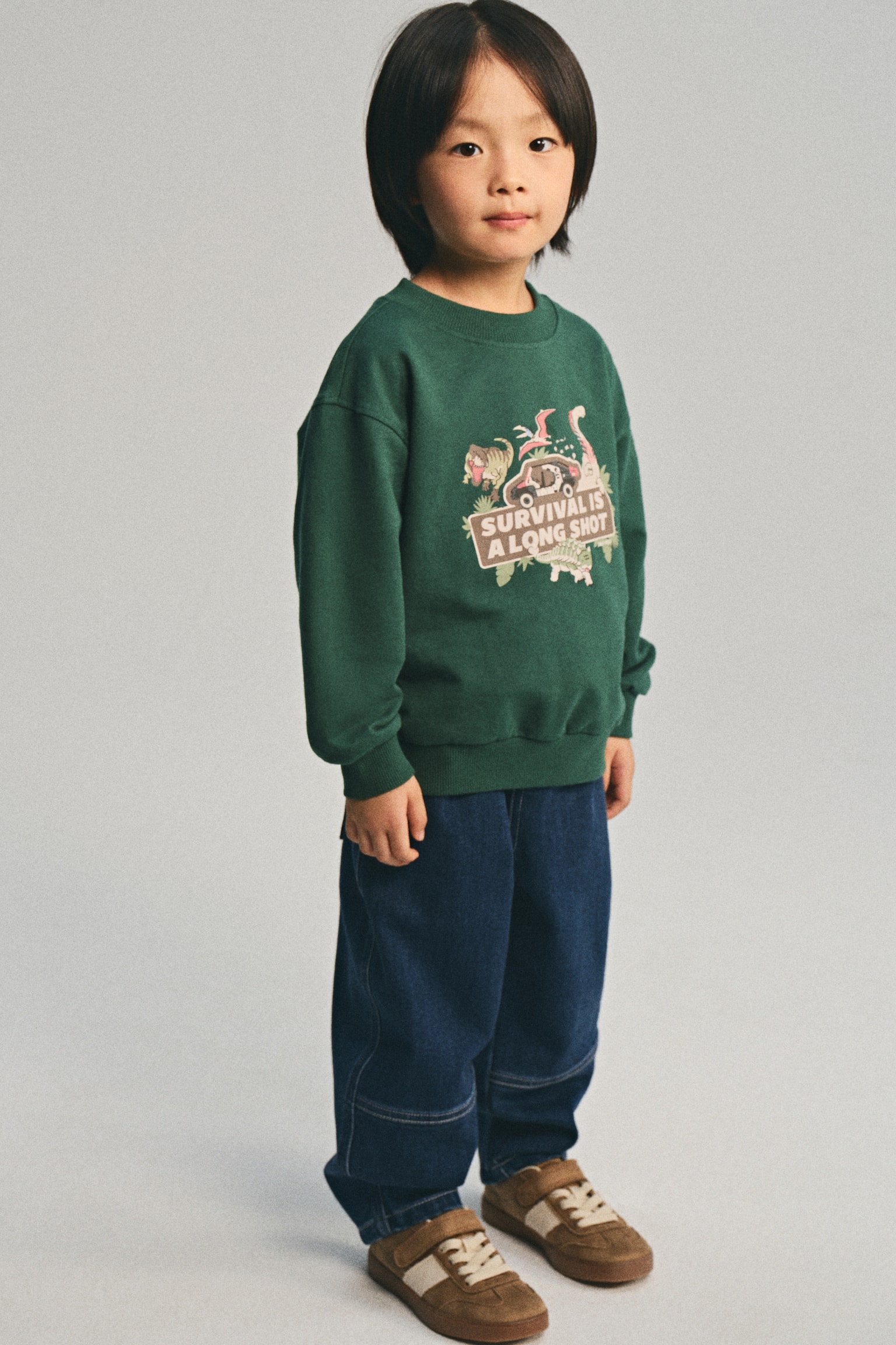 프린트 스웨트셔츠 - 그린/쥬라기 월드/네이비 블루/쥬라기 월드 - 6