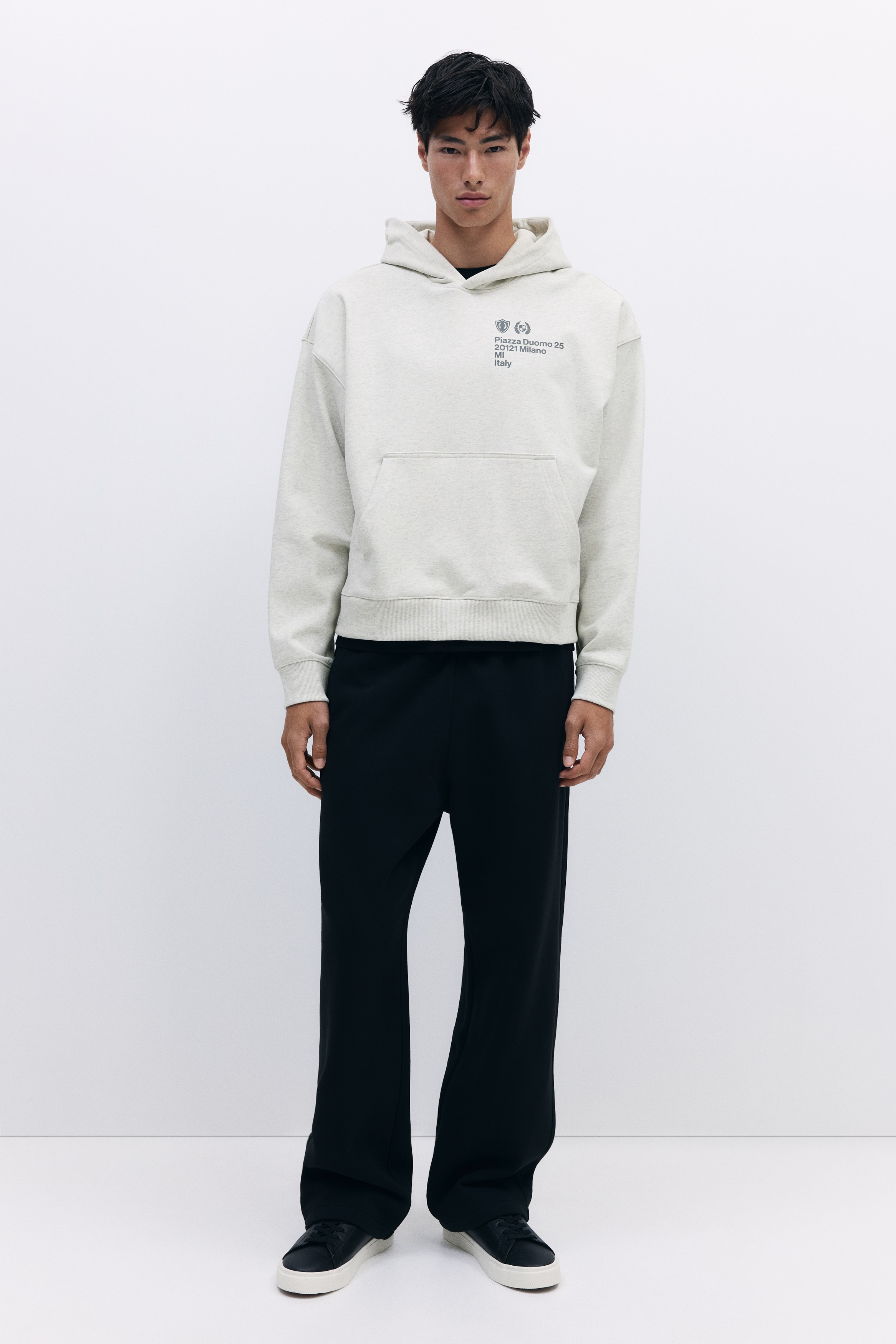 Men's Light gray melange Oversized Boxy Hoodie | H&M US