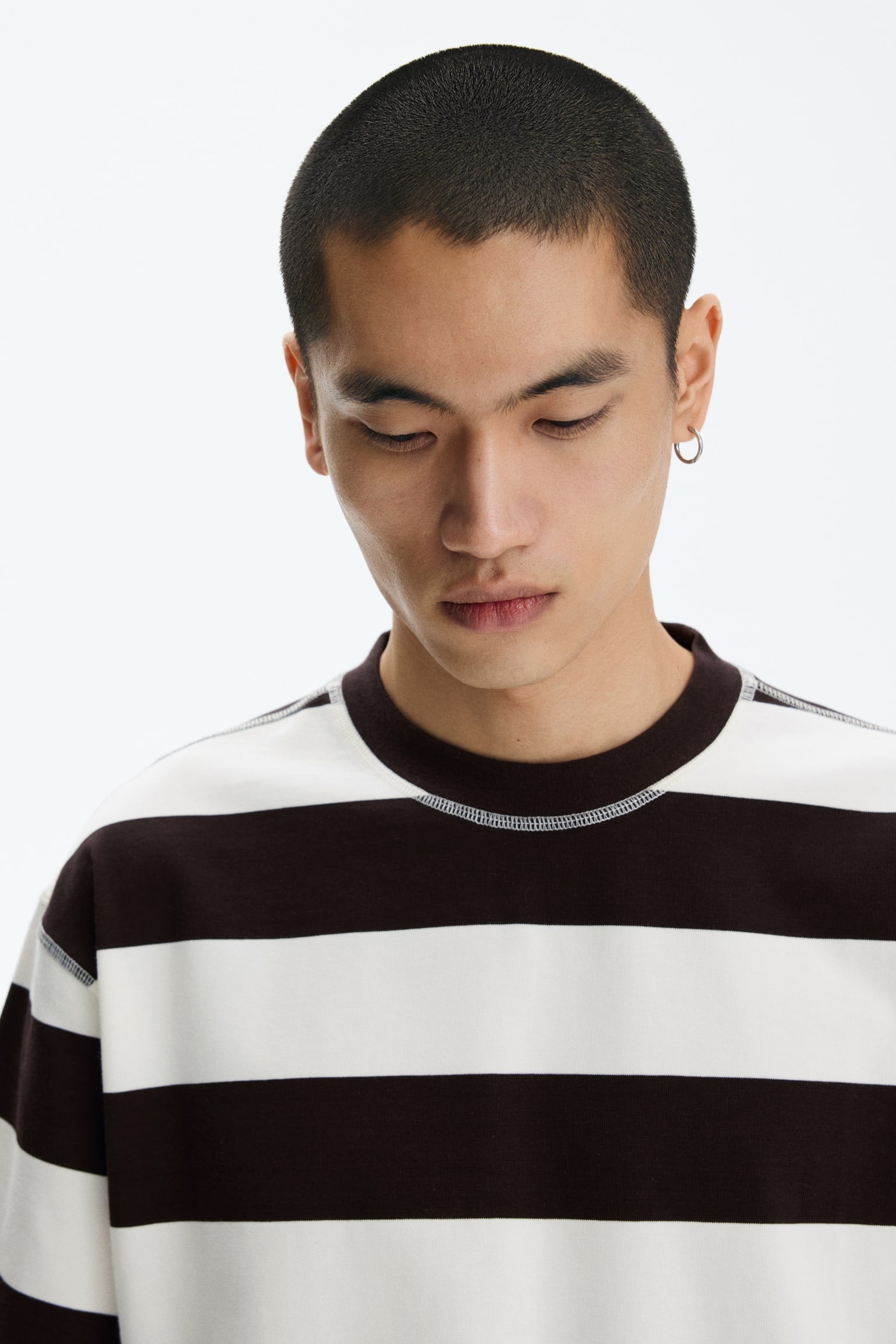 Oversized Fit T-shirt - Dark brown/Striped/Dark green/Striped - 4