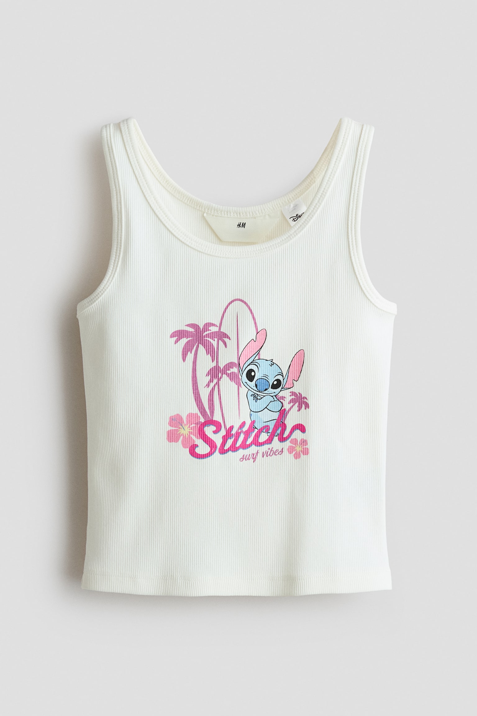Ribbed print-motif vest top - White/Lilo & Stitch - 1