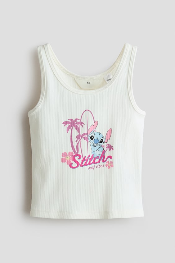 Детские топы H&M Ribbed Tank Top with Printed Motif