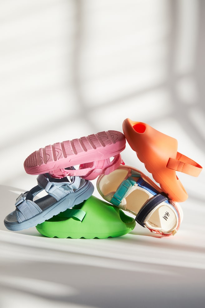 Sandalen aus Scuba - Cremefarben/Blockfarben/Beige/Mattblau/Schwarz - 7