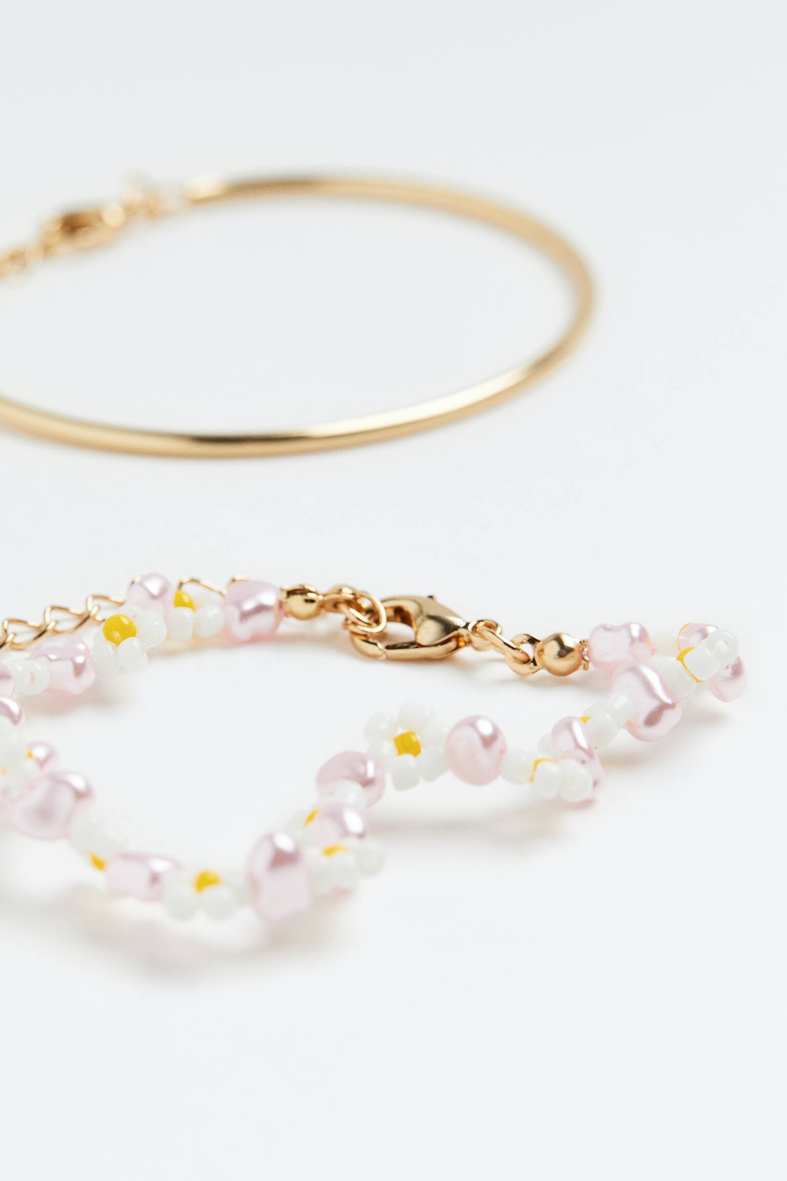 2-pack Bracelets - Gold colour/White/Light pink/Gold colour/White - 2