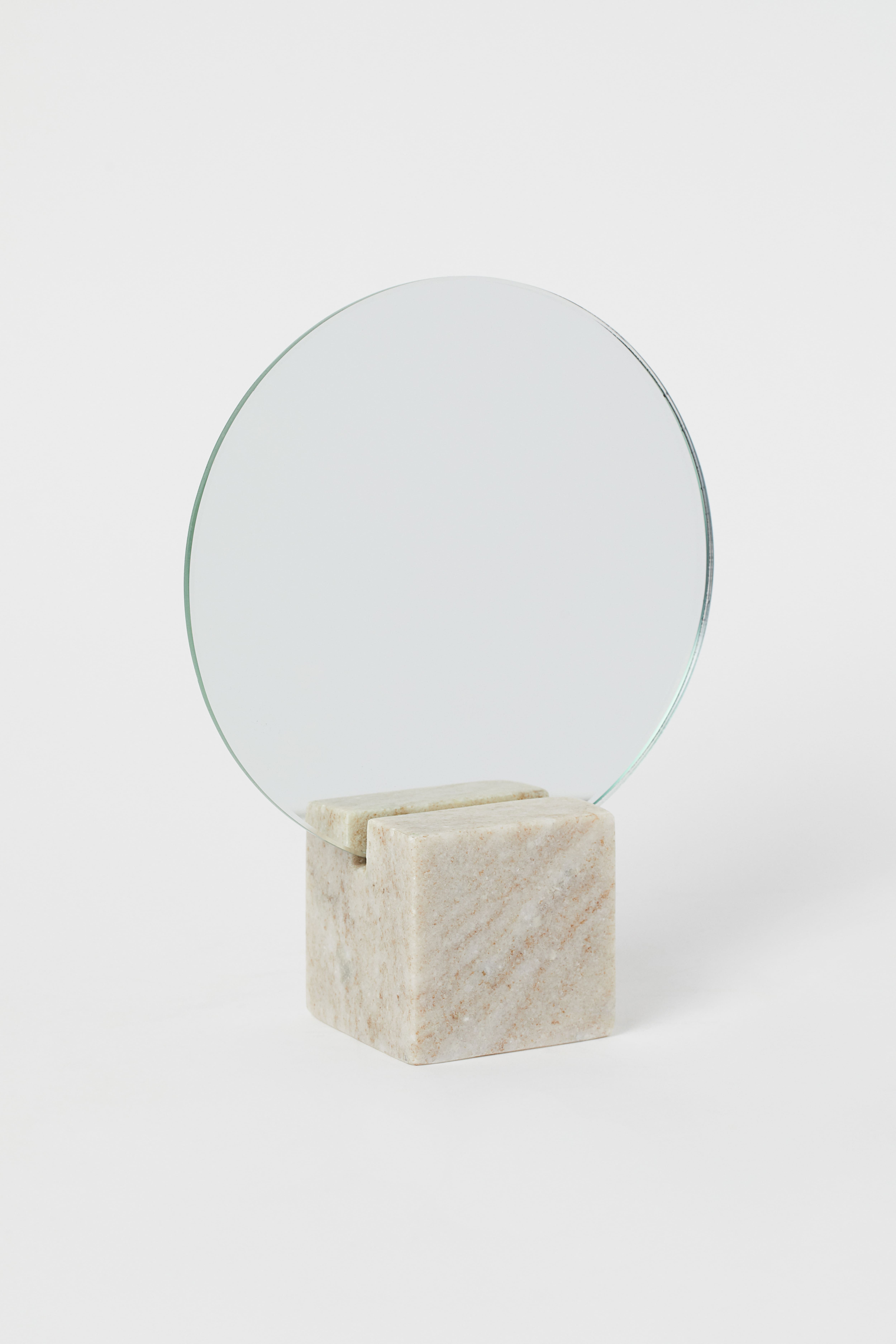 Small Mirror with Marble Base Light taupe mirror Home All H M US