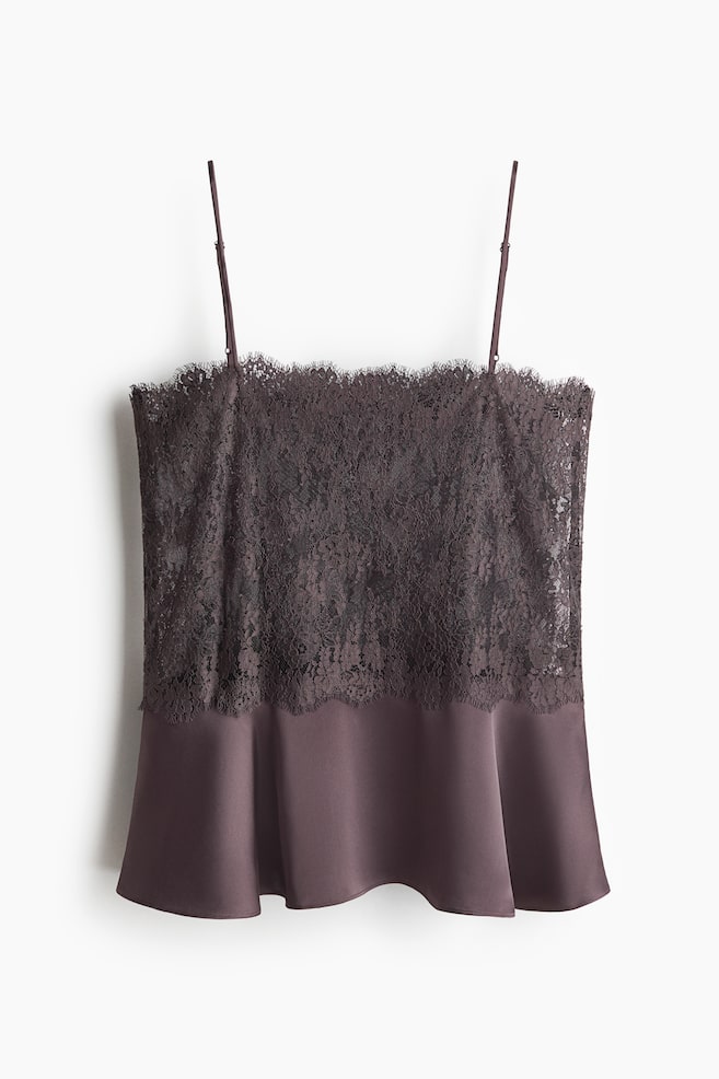Lace strappy top - Dark dusty purple - 1